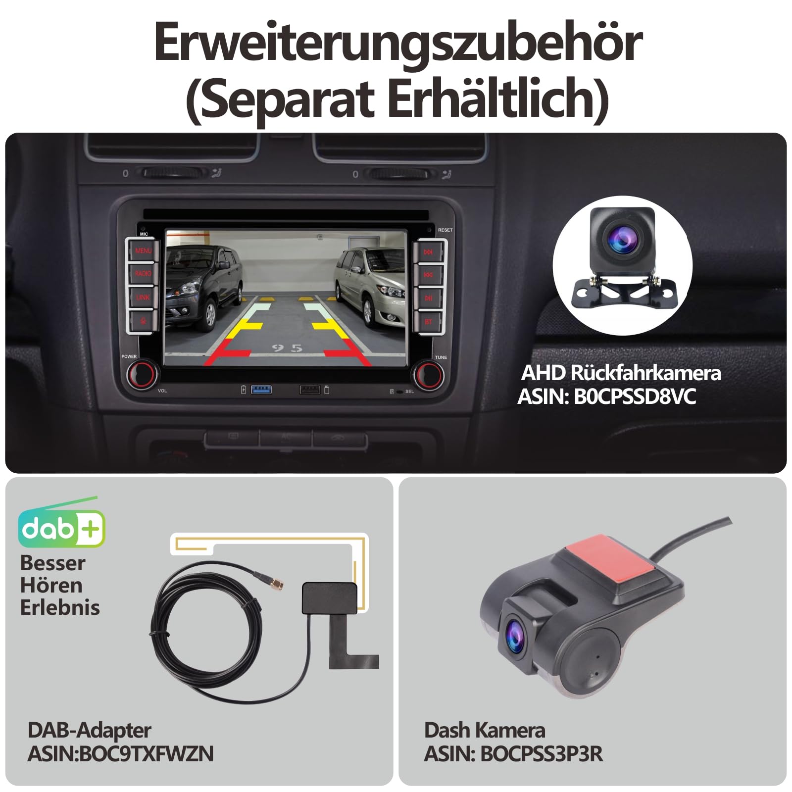 [2026 Aktualisiert] Double din Autoradio Kompatibel mit kabelloses CarPlay Android Auto mit Bluetooth/FM/AM Radio/USB/hohe Leistung für VW Golf 5 6 Passat Jetta Caddy EOS Tiguan Touran CC Polo