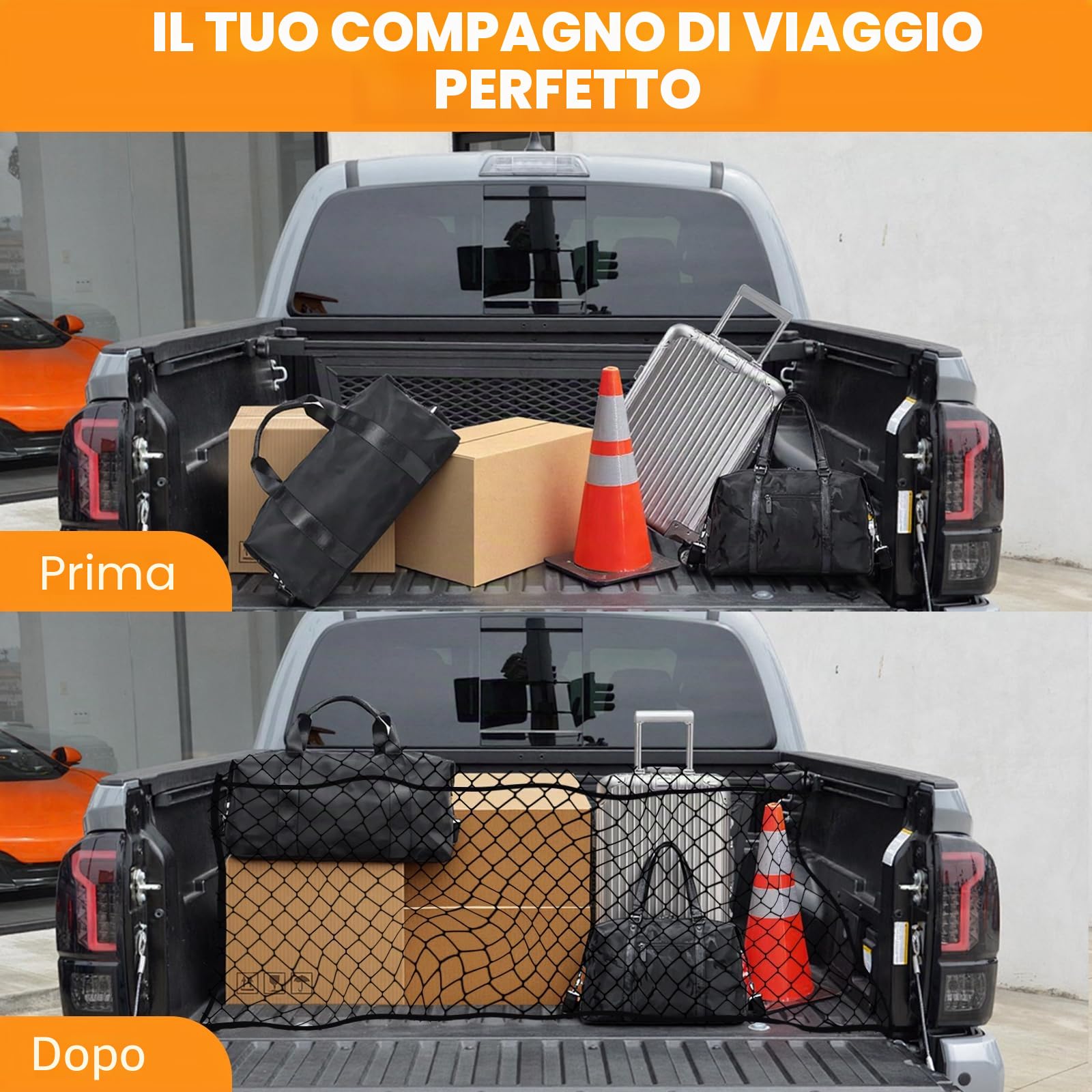 KAOLALI Rete da carico altamente elastica, 120 x 120 cm, a strato singolo, estensibile fino a 210 x 210 cm, si estende fino a 1,8 x 1,8 m, per bagagliaio, bagagliaio, bagagliaio, bagagliaio, tettuccio