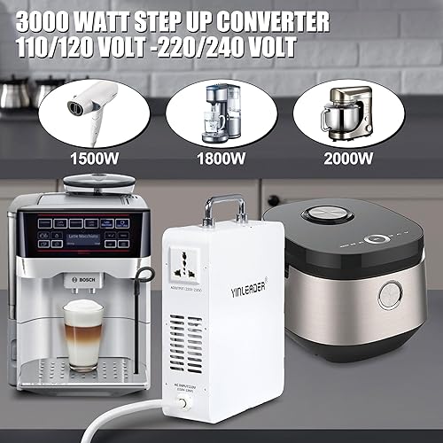 Miniatura 3 de Yinleader Transformador elevador de 3000 W, convertidor de voltaje de 110-120 V a 220-240 V para electrodomésticos Euro China Corea 220V-240V con