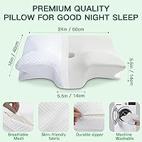 Vista 6 de Almohada cervical de espuma viscoelástica, almohada ergonómica 2 en 1 de apoyo para el cuello con reposabrazos y orificio para las orejas, almohada