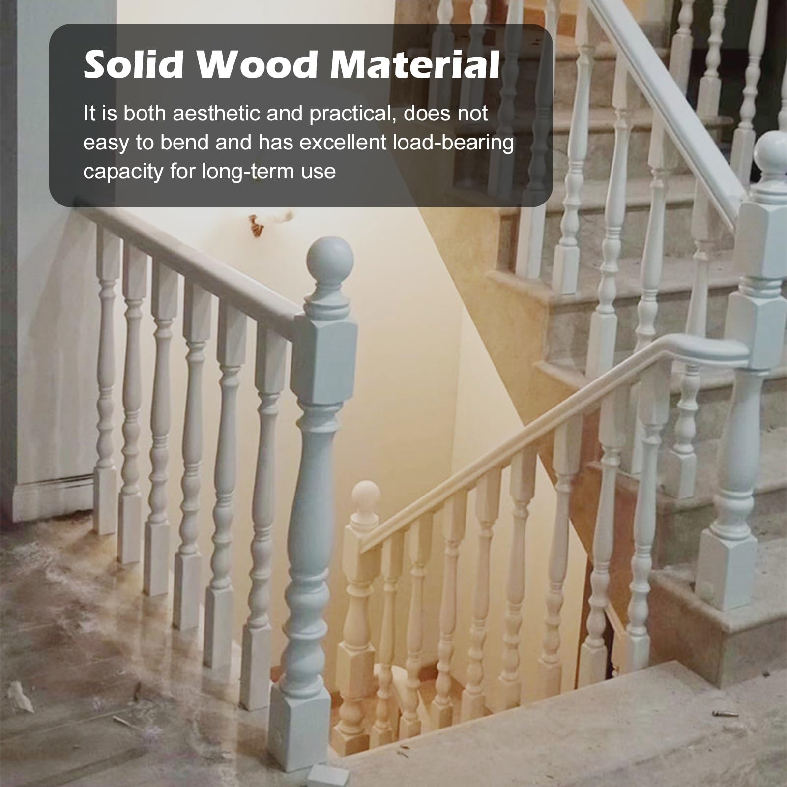 Poręcz Schodowa Słupek Balustrady Schodowej Wewnętrznej, Drewniane Tralki do Schodów, Elegancka Rustykalna Skrzynka Poręczy Schodowej Biała, Duże Słupki Balustrady Schodowej(1 PC)