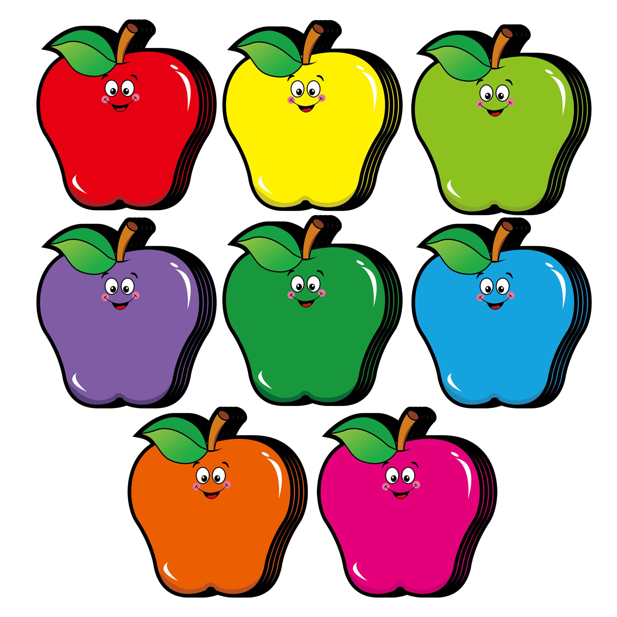 Vuzvuv 48Pcs Colorful Apple Paper Cutouts with 100Pcs Glue Points,Apple Cut Outs Bulletin Board Decorations for Birthday Party Theme Decor Supplies