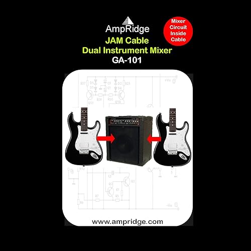 Miniatura 3 de Cable de atasco GA101 Adaptador de guitarra dual Cable de instrumento estéreo de 14"