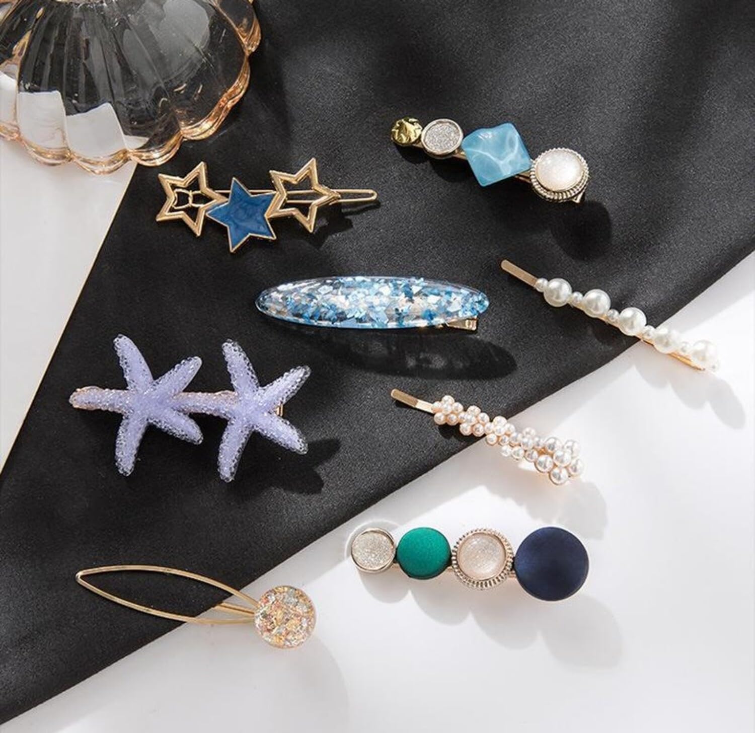 ANNACREATIONS 8 PCS Premium Korean stylish Hair Clips For Women And Girls, Multicolor (Star) - Image 3 thumbnail