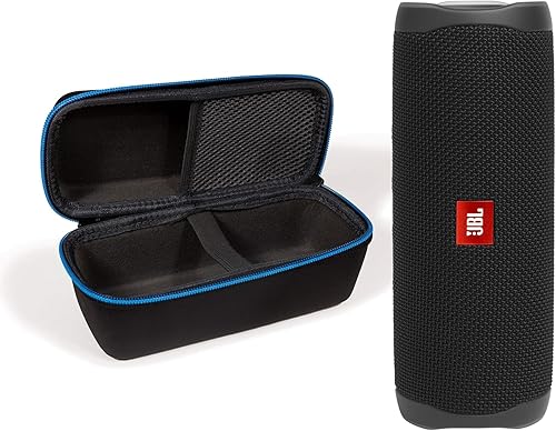 JBL Flip 5 - Paquete de altavoces de plástico reciclados con Bluetooth impermeable con divvi. Funda protectora rígida - Azul (Eco Edition)