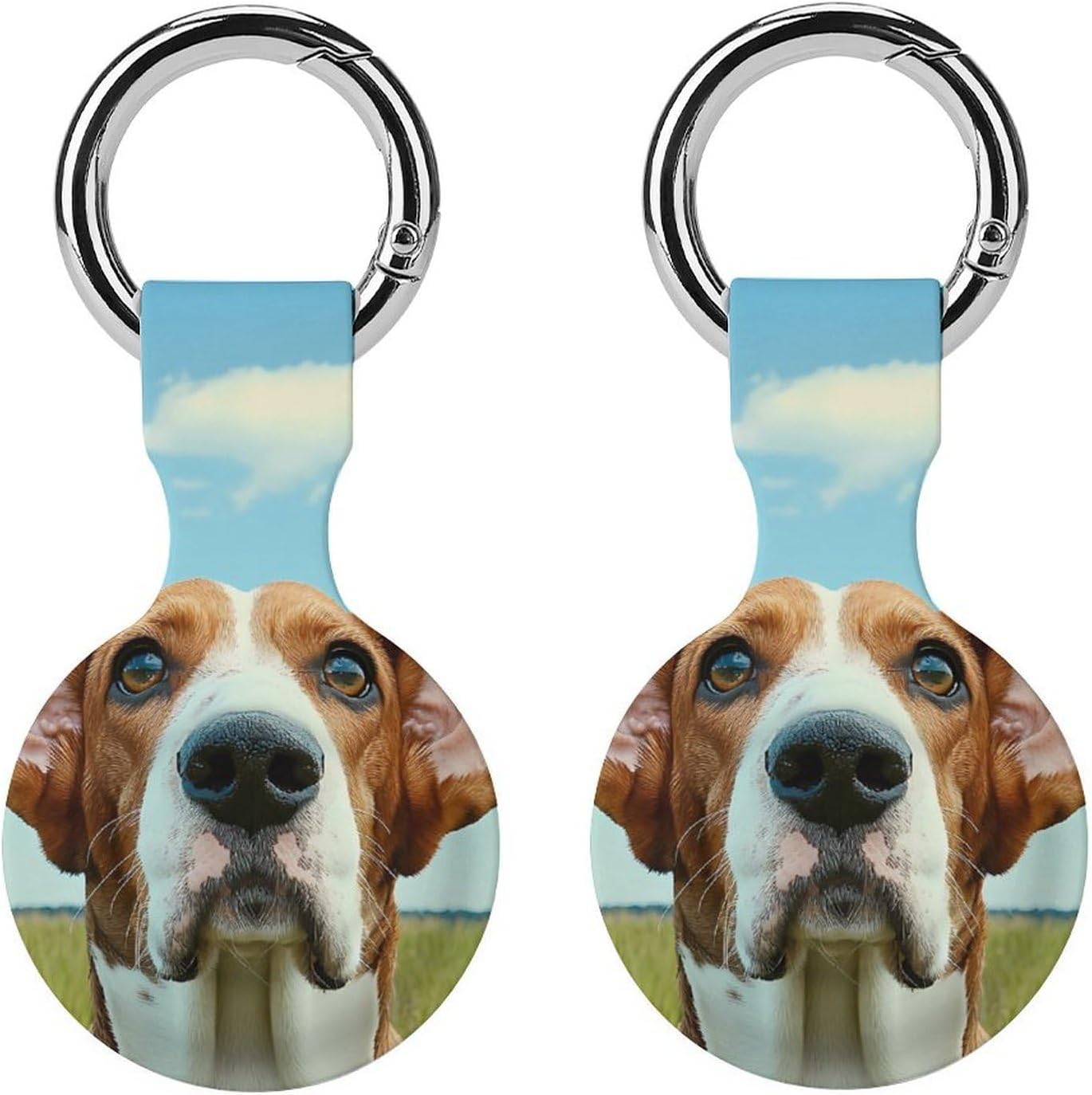 Basset Hound Dog Funny Funny Cover Compatible with AirTag Case Protector GPS Tracker Holder with Keychain