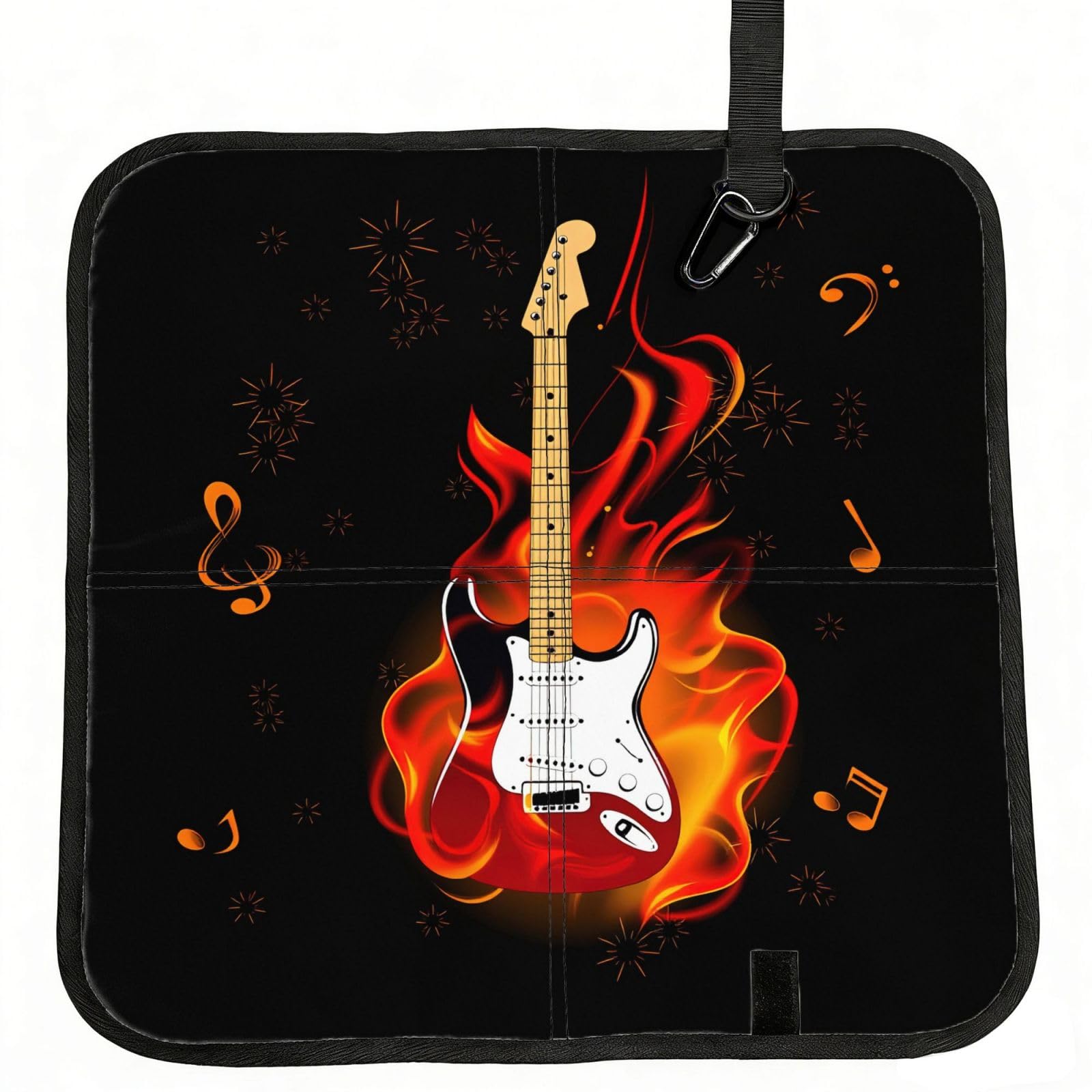 SDEGTHO Music Guitar Print Padded Seat Pad Folding Cushion Waterproof Bench Mat Portable Outdoor Rest Mat 15.8"