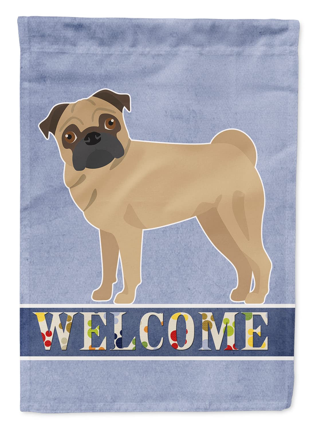 Pug Welcome Flag en toile canvas haut de gamme, grand format multicolore