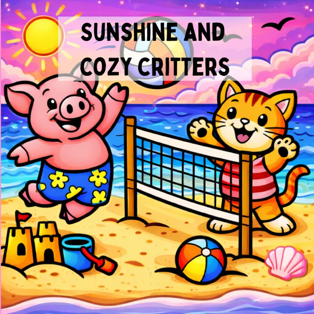 Sunshine and Cozy Critters: Relax and Unwind with bold and easy summer coloring pages.
