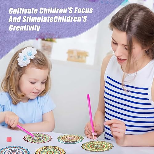 Miniatura 5 de sinceroduct Kit de posavasos de pintura de diamante, hermoso patrón de mandala, posavasos de pintura de diamante con soporte, kits de arte de