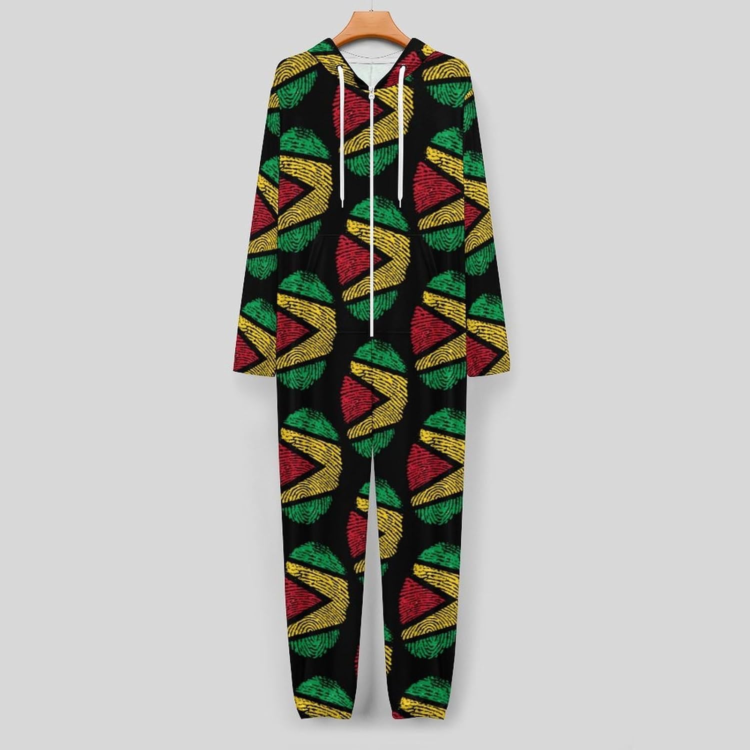 Guyana Flag Adult Pajamas Onesie with Hood Pocket Jumpsuits One Piece Sleepwear