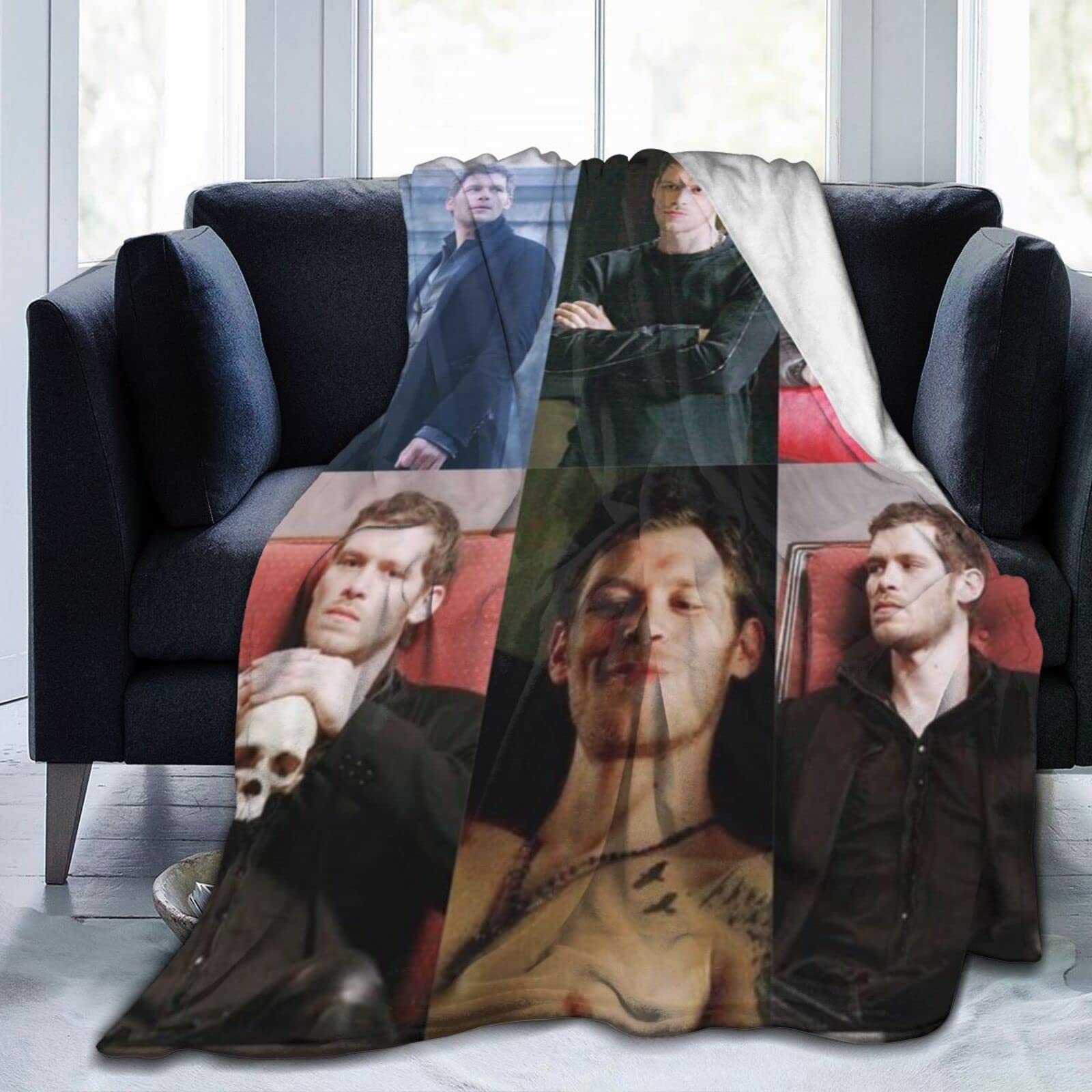 Djngn Women's Black Cozy Plush Klaus Thow Blanket Mikaelson Flannel Blanket,Bedding Warm Fleece Soft Blanket For Sofa Couch Living Room Office Car Camp Beach Blankets 80"X60"