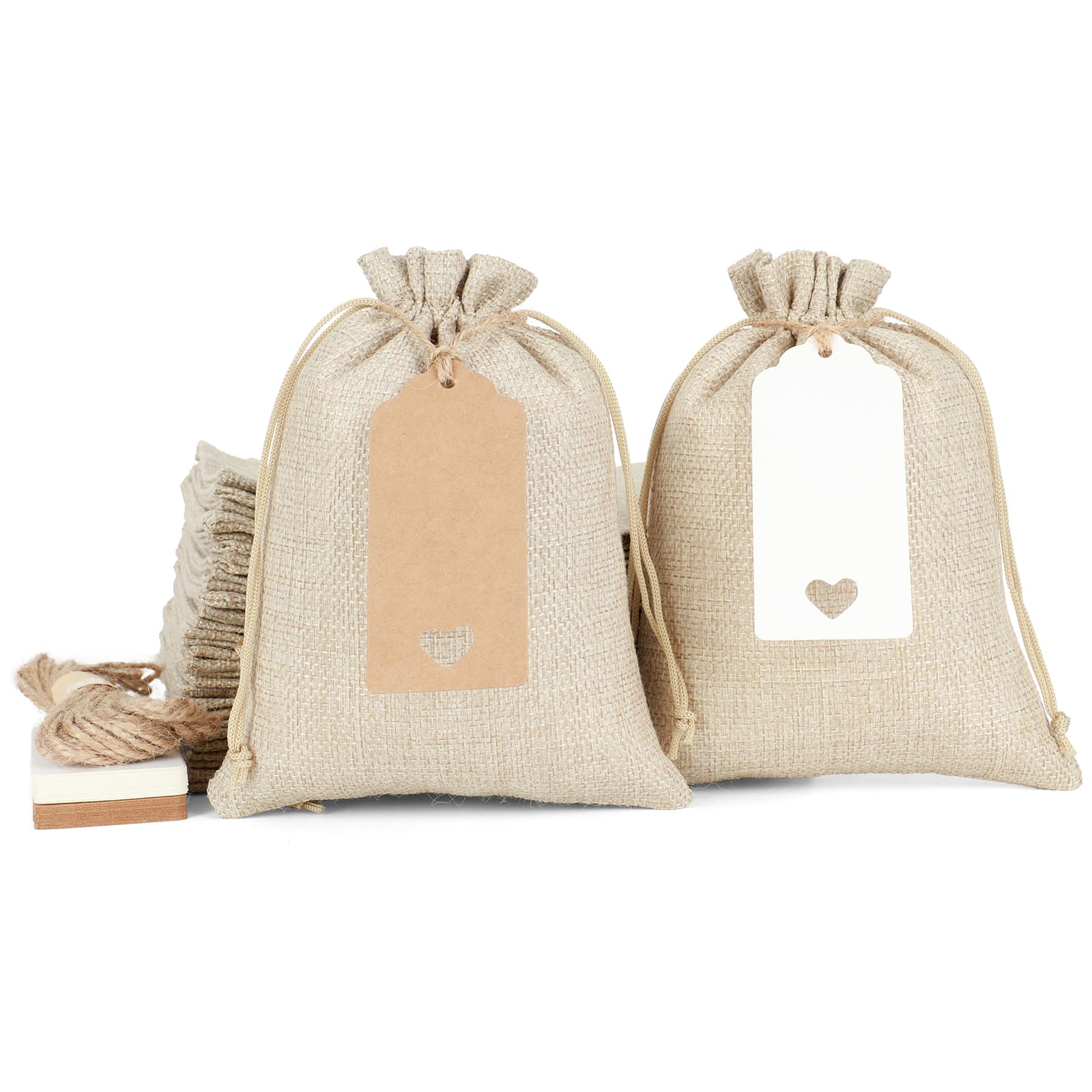 Tapleap 5x7 Burlap Bags with Drawstring - 30Pcs Gift Bags for Wrapping Easter Favors, DIY Craft, Candles, Souvenirs, For Birthday, Gathering,