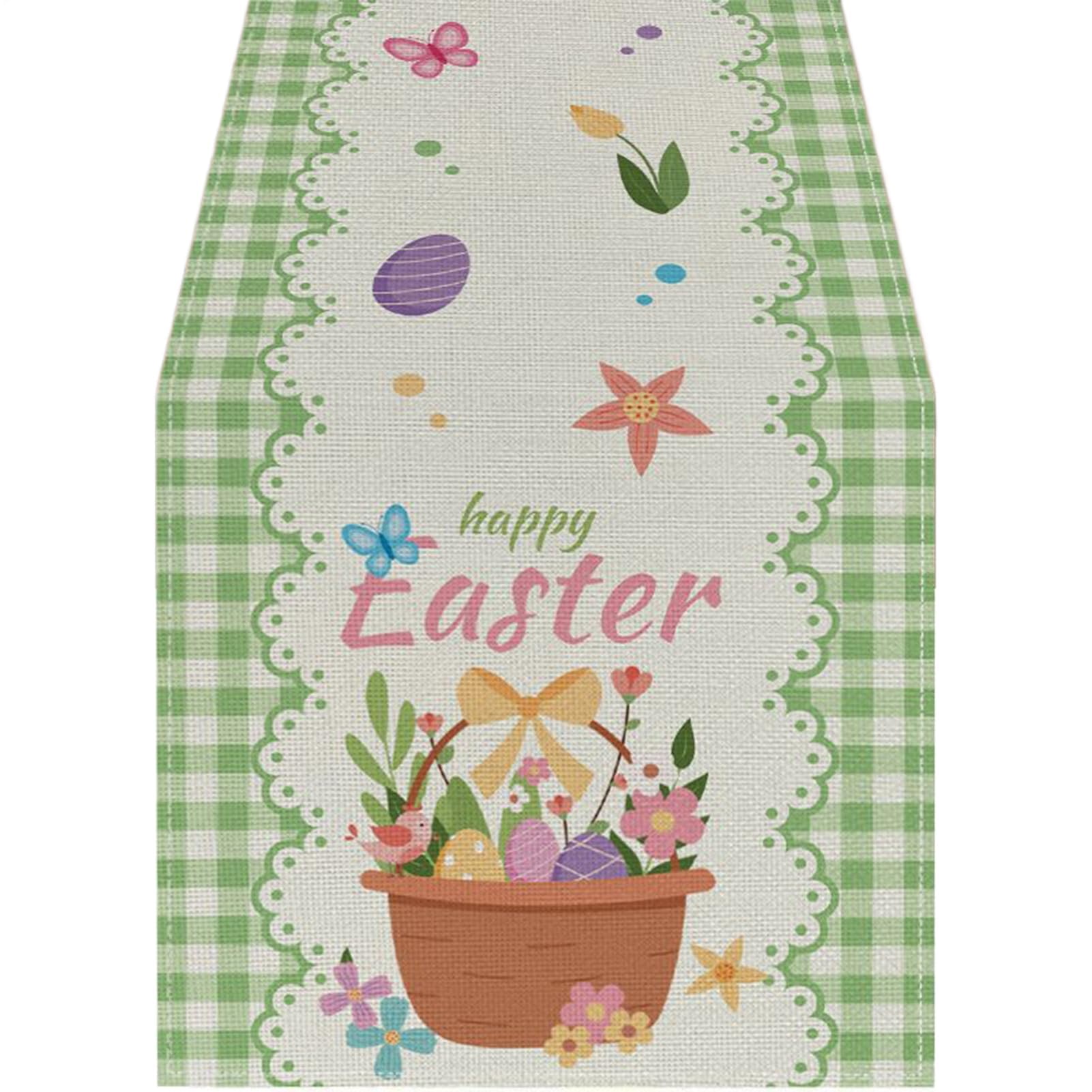 Muiltvoe Spring Table Runner - 33x120cm Easter Eggs Print Dining Room Decoration | Farmhouse Table Runner - for Party Home Kitchen Centerpiece Mantel