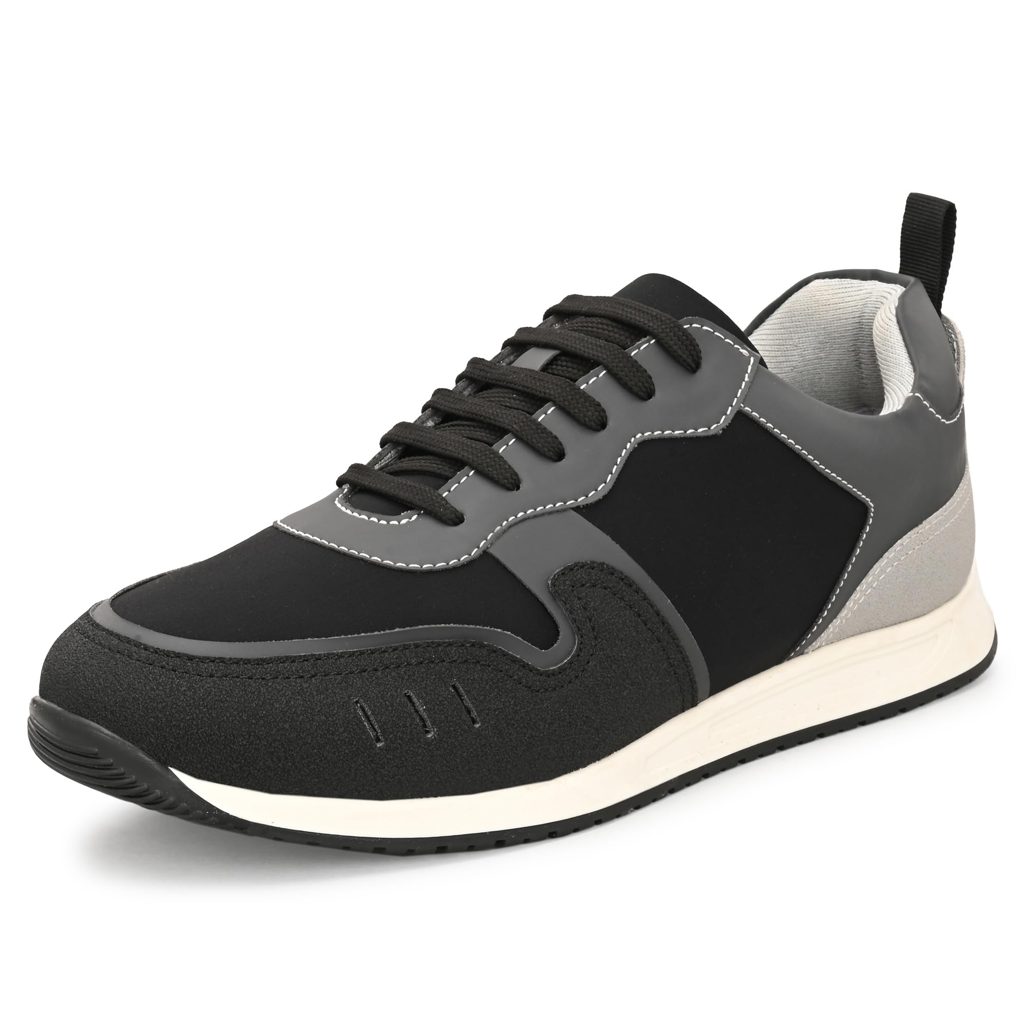 Men’s Color Block Low-Top Sneakers | Cushioned Insole Comfortable Shoes | Durable TPR Sole with Trendy & Stylish Sneakers | Lace-Up Design with Gum Rubber Sole & Heel Pull-Tab (2654)-image-4