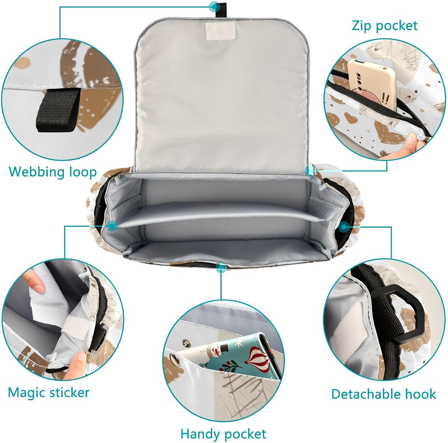 Brown Heart stroller bag organizer stroller diaper caddy strollers acesorios para baby
