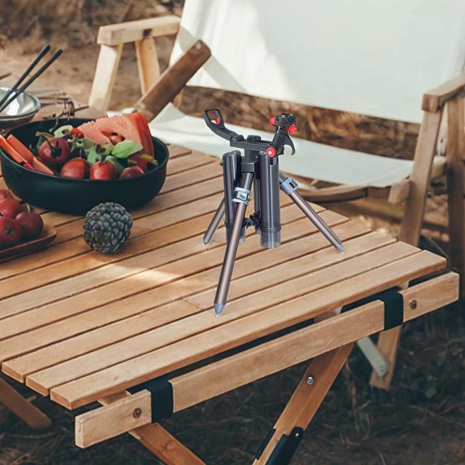 Menolana Fishing Rod Tripod Bracket Adjustable Angle Lightweight Support Gear Pole Storage Foldable Stand Holder for Ship Marine Kayak , Short Gray