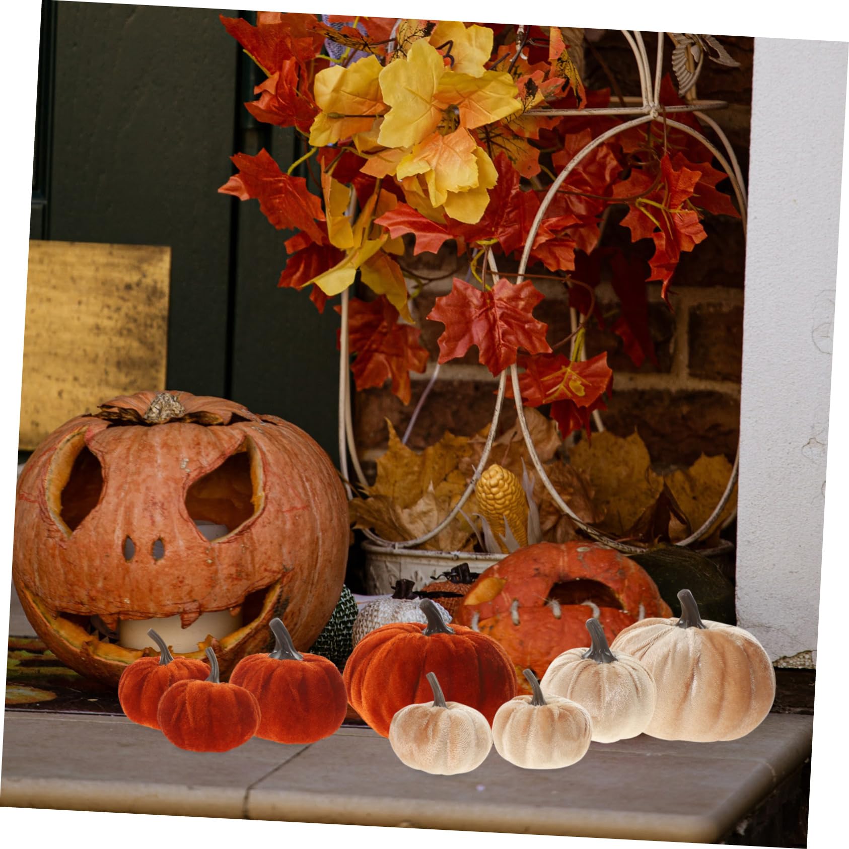 Alipis 3 Sätze Teiliges Set Künstliche Kürbisse Herbstliche Dekoration Für Halloween Und Erntedankfest Realistische Samt Pumpkin Modelle Für Tisch Und Partygestaltung 12 Stück * 3
