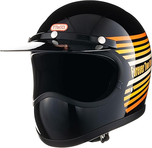 TT&CO - Casco de motocicleta retro Toecutter Rainbow Casco de cara completa aprobado por DOT Casco para Moto