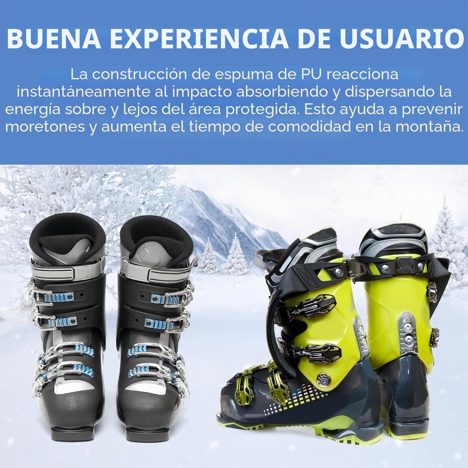Protector de espinilleras de espuma gruesa para botas de esquí y snowboard