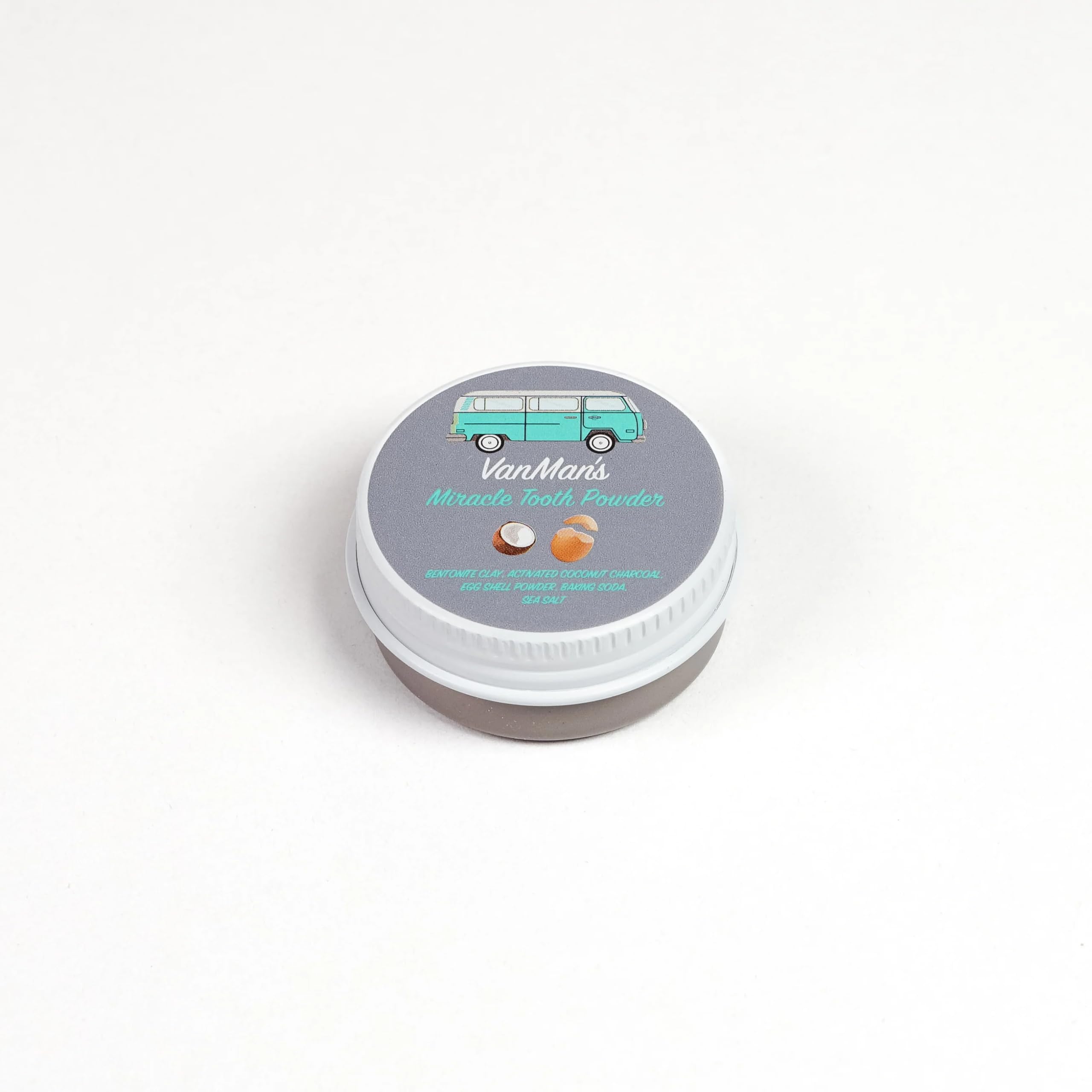 Vanman’s - Tiny Miracle Egg Shell Tooth Powder - Fluoride-Free Whitening Tooth Powder with Coconut Charcoal, Eggshell Powder - Remineralizing Tooth Powder - 0.25 oz