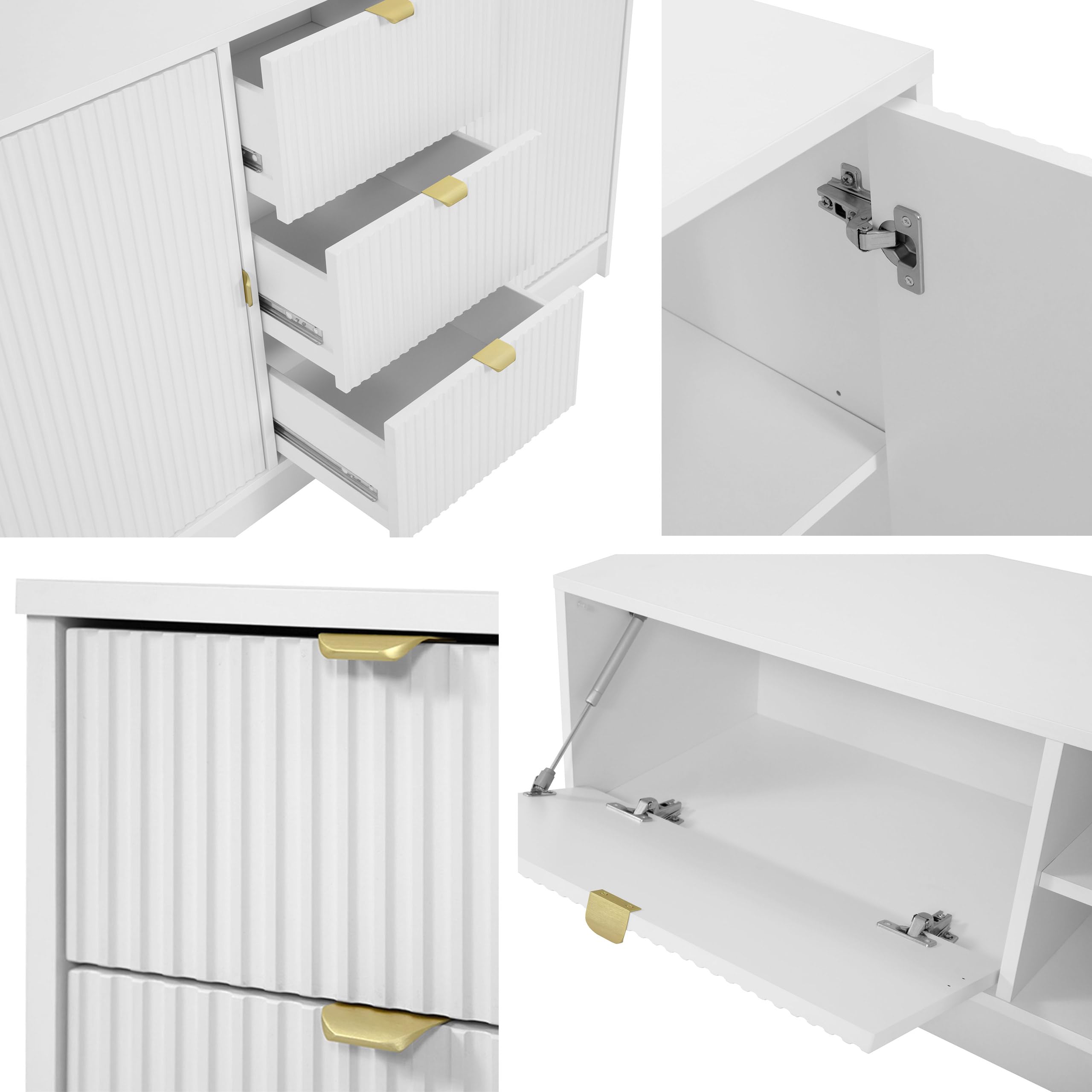 Mirjan24 Schreibtisch Tireno Bis, 9 Schubladen geriffelte Fronten Schülerschreibtisch Computertisch Kinderschreibtisch Arbeitstisch PC-Tisch Jugendzimmer Kinderzimmer (Sandbeige)