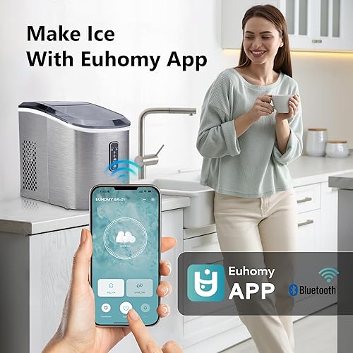 Miniatura 10 de EUHOMY - Encimera para hacer hielo en pepitas con asa, lista en 6 minutos, 33 libras24 horas, cubierta superior extraíble, limpieza automática,