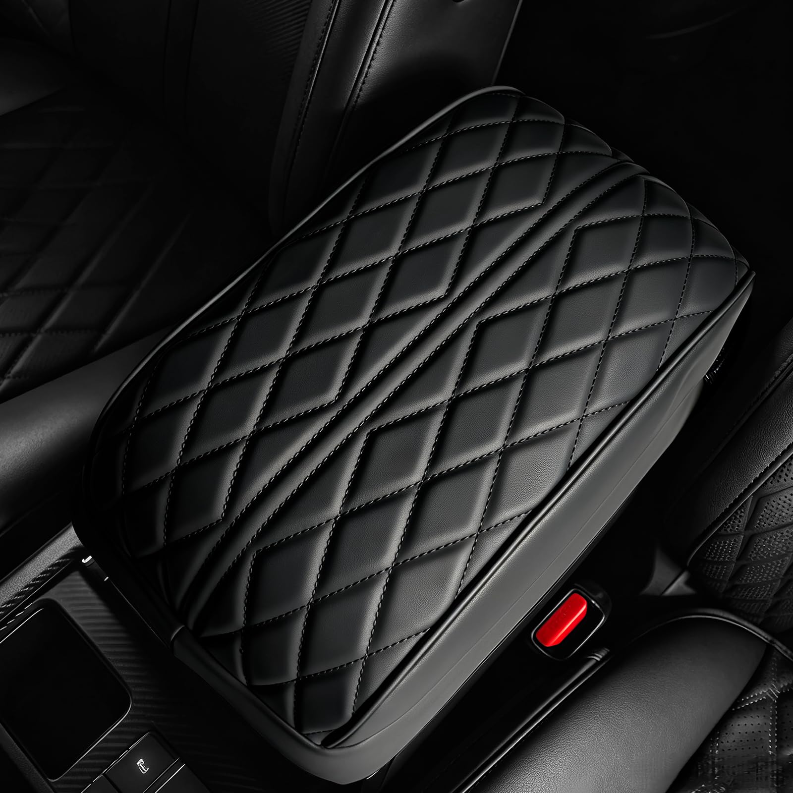 YOUTOOCAR Fodera per bracciolo centrale compatibile con Kia Sorento 2021-2026, accessori per bracciolo in pelle trapuntata (nero)