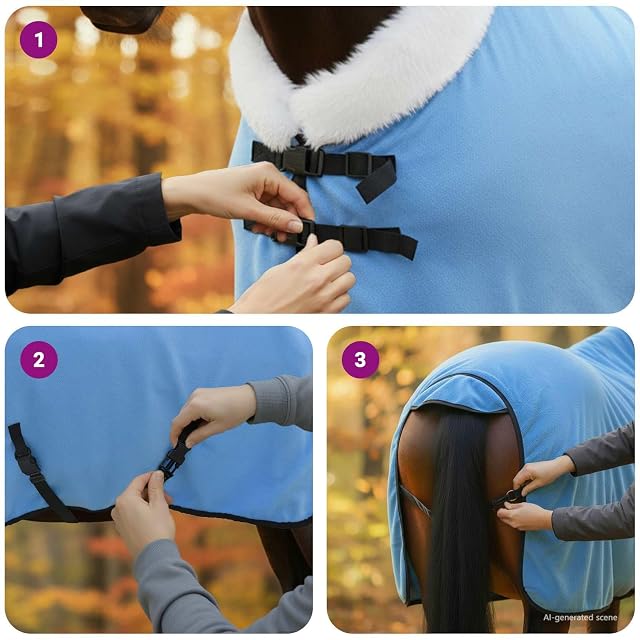 Foto 5 de 8 de vidaXL Manta para Caballo Aqua Completo 105 cm Forro Polar