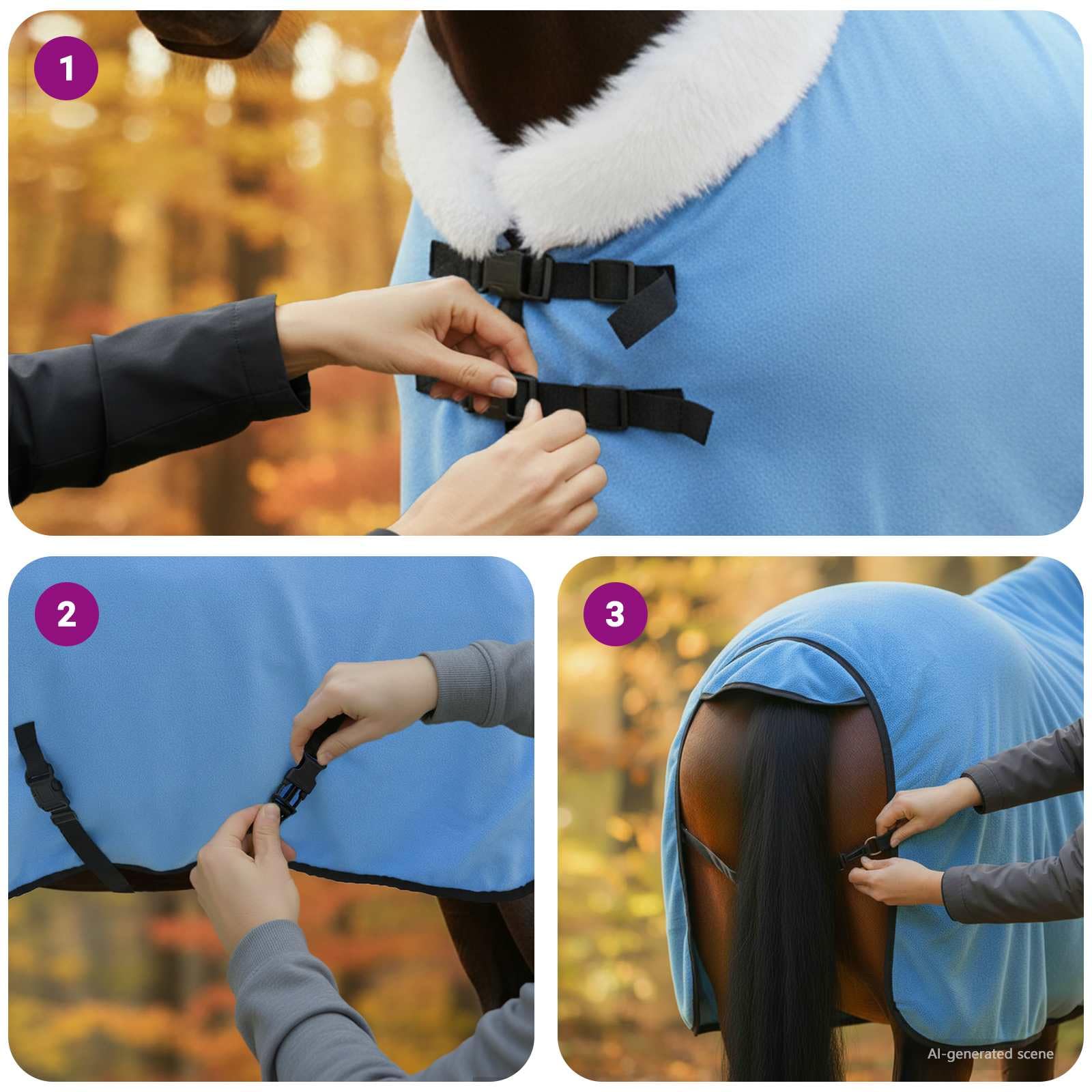 Manta para caballos de 85 cm, forro polar, transpirable, con cierre en el pecho, con correa para el cuello, cinturón abdominal, protección y calor para establo, sauce, paddock, transporte