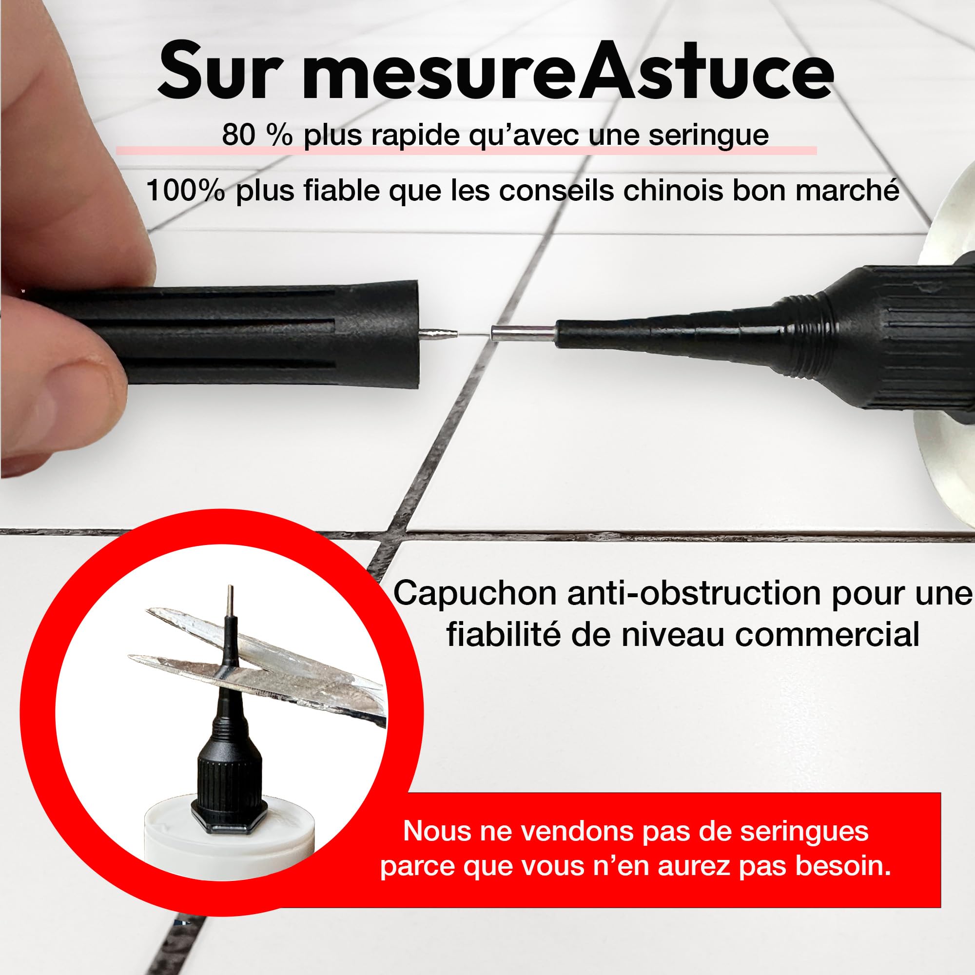 300ml De Floor-Fix Pro-Répare Les Carreaux Descellés Et Creux, Ultra-Résistant, S’écoule Sous Les Carreaux Et Adhère Rapidement. Comprend Une Pointe D’injection Brevetée De 1,9 mm (3)
