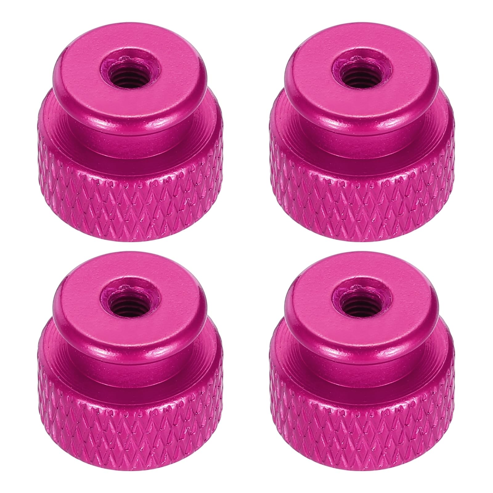 sourcing map 4pcs Knurled Thumb Nut, M3 12mm OD 10mm Height 6061 Anodized Aluminium Alloy Hand Screw Nut, Metal Chassis Screw for Machinery, DIY Assembly, Electronics, Pink