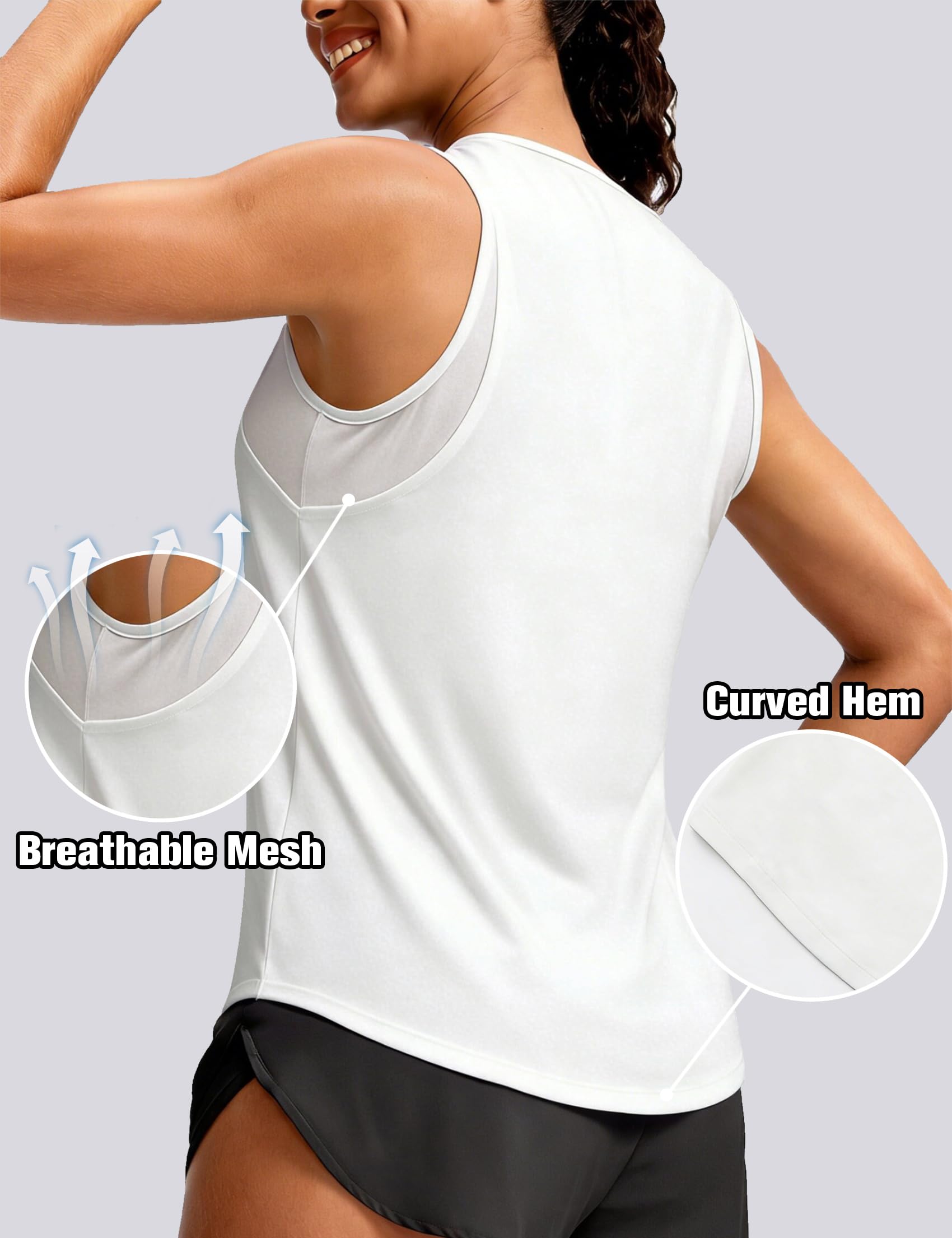 Camiseta Deportiva Mujer de Tirantes sin Mangas con Malla Transpirable Ligera para Fitness Yoga Running S-3XL