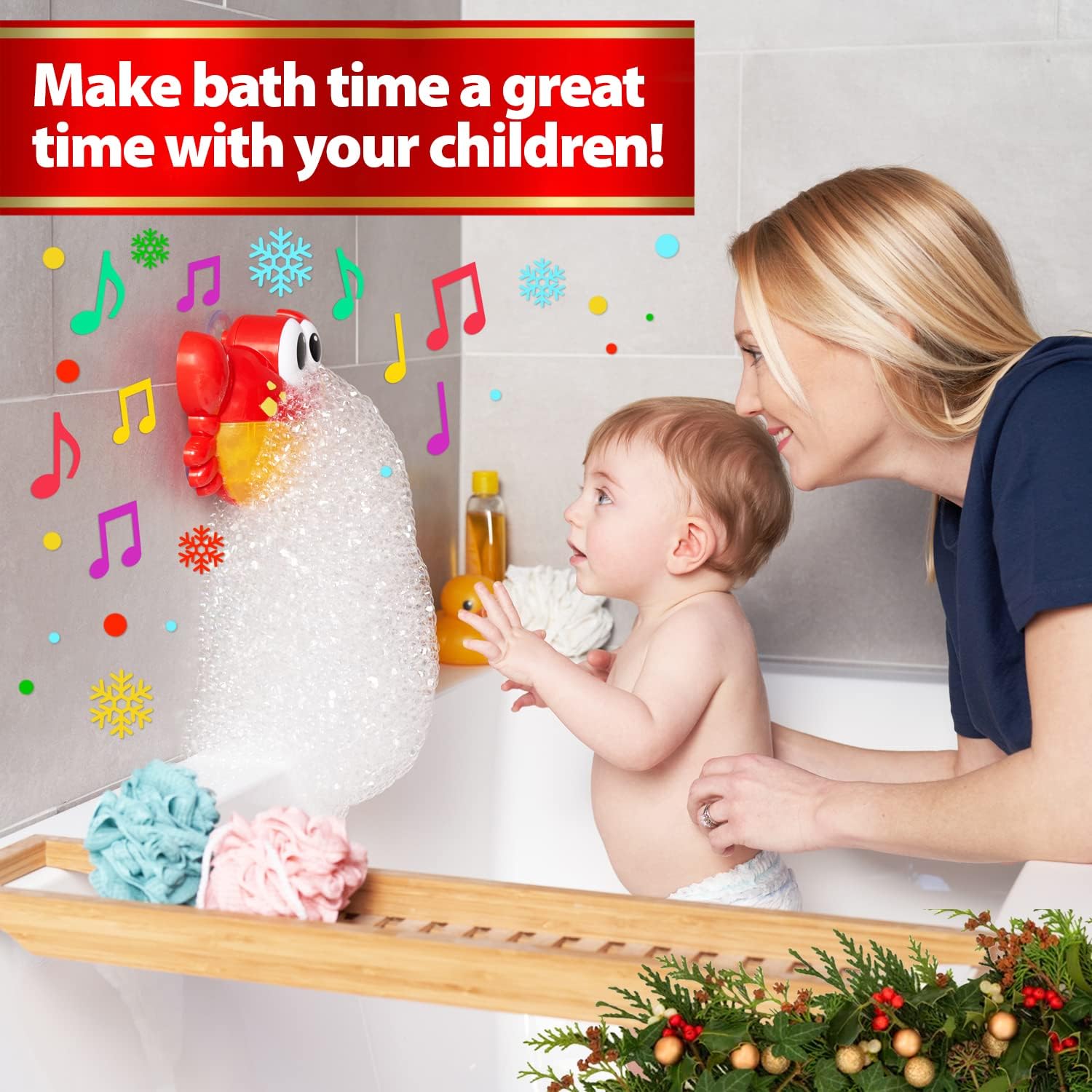 Chuchik Crab Bubble Bath Maker for The Bathtub. Blows Bubbles and Plays 24 Children’s Songs – Baby, Toddler Kids Bath Toys Makes Great Gifts for Toddlers – Sing-Along Bath Bubble Machine (Light-Red) : Toys & Games