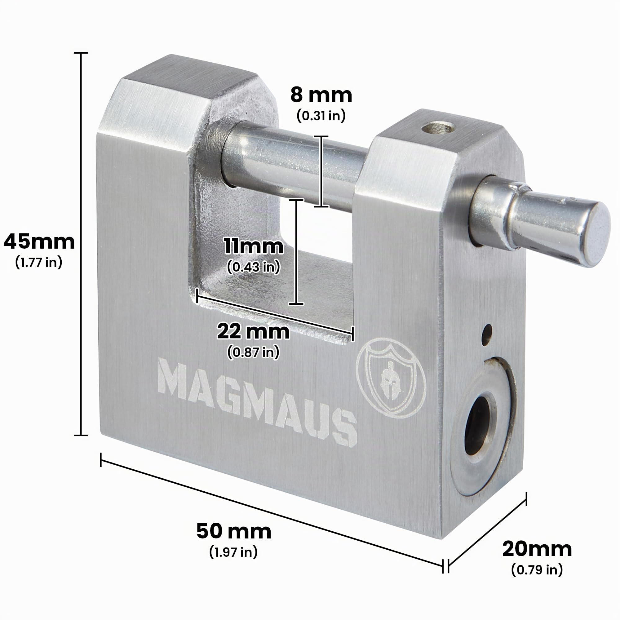 Magmaus® RTL50, candado exterior resistente con 3 llaves, alta seguridad, acero inoxidable, ideal para contenedor, caseta, cadena, puerta
