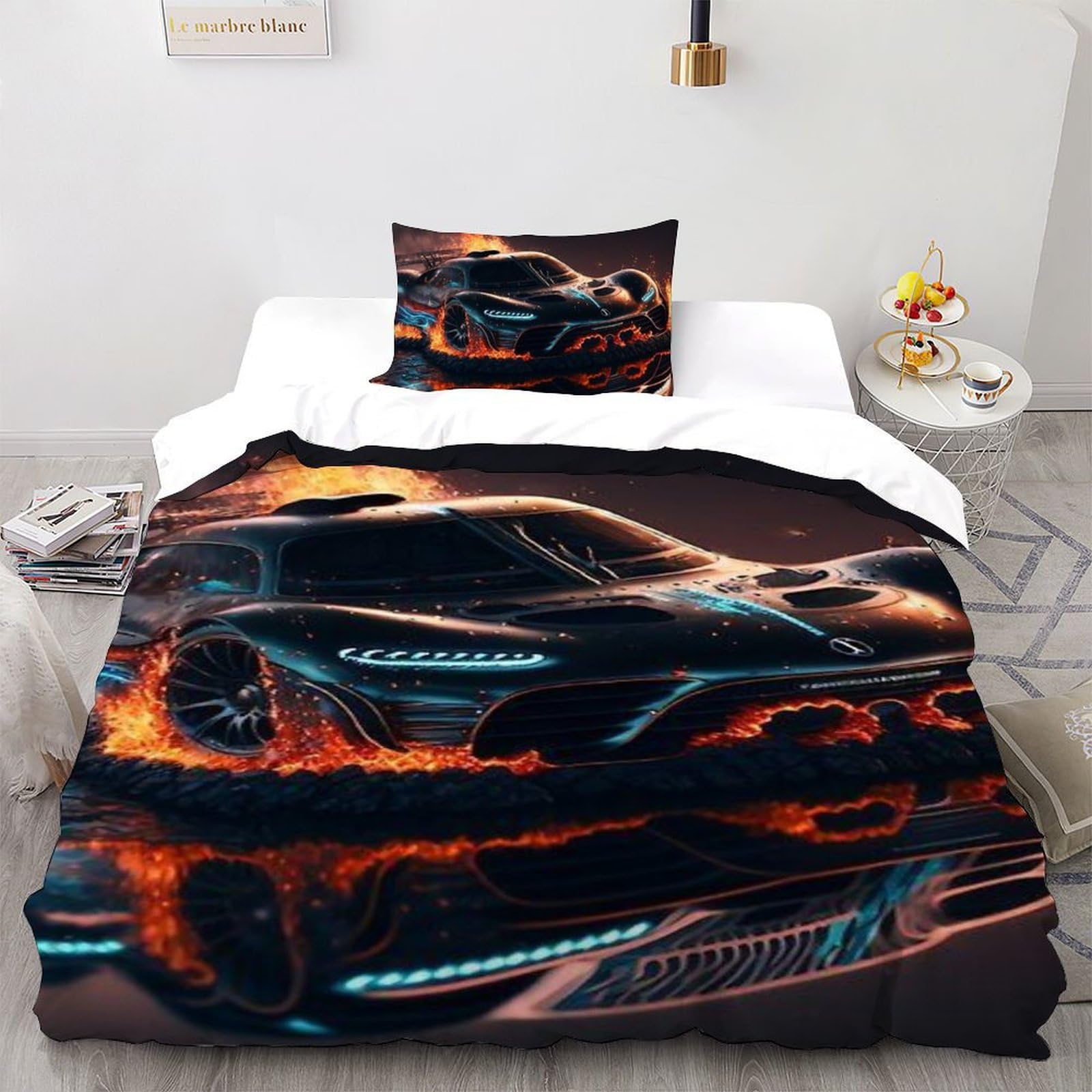 Housse de couette voiture de feu zippée pour en finir avec les lits défaits