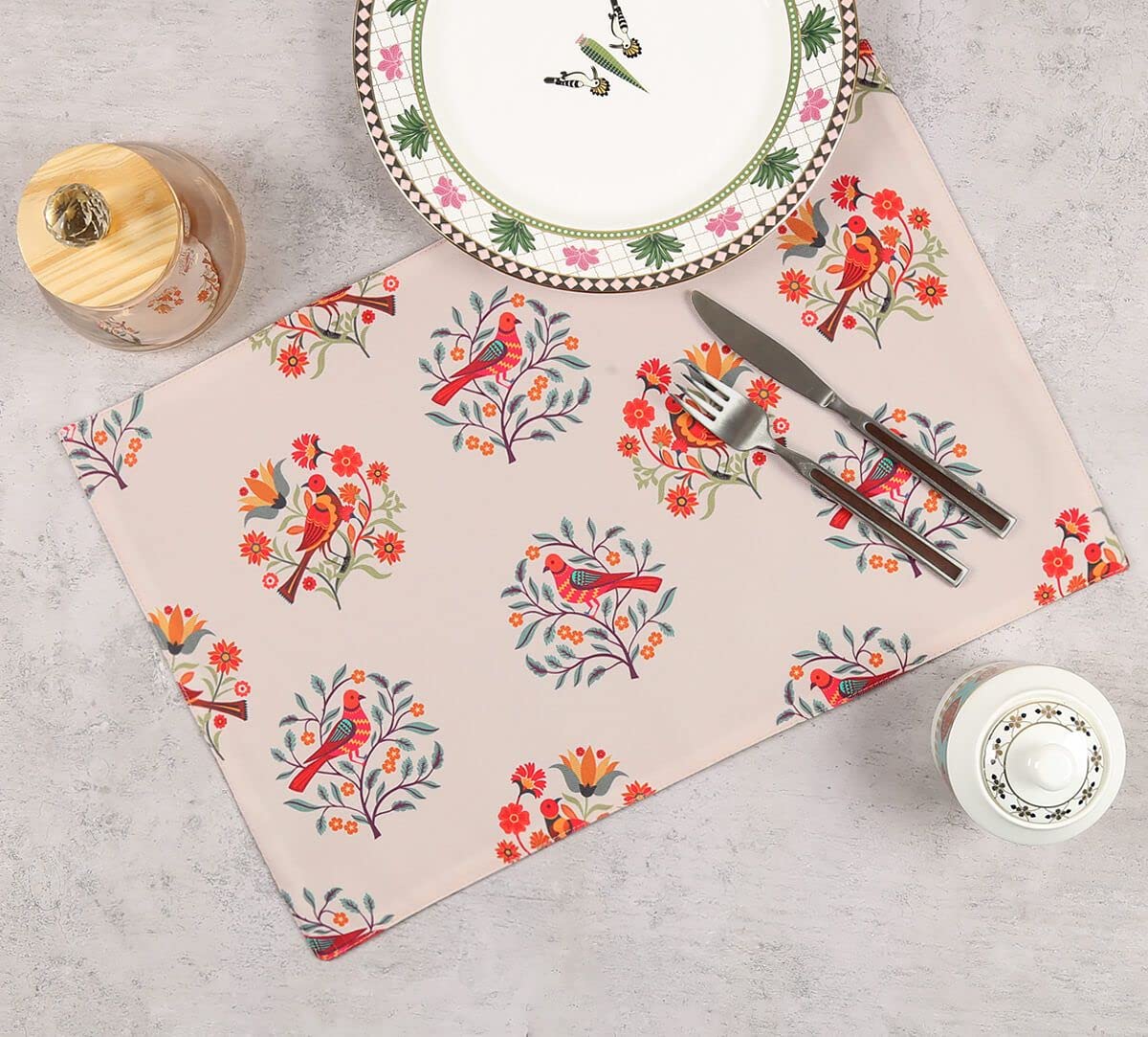 India Circus by Krsnaa Mehta Psittacines Enquiry Table Mats Set of 6