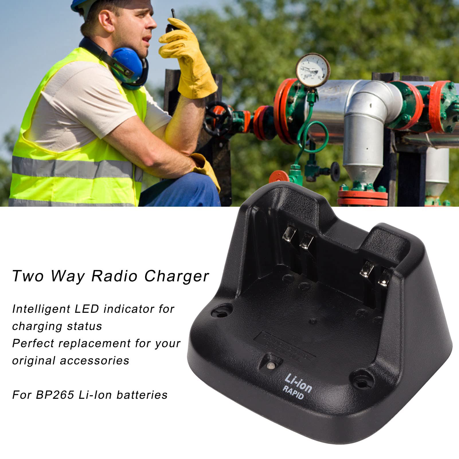 BC‑193 Chargeur Rapide Radio Bidirectionnel, Base de Charge Rapide de Bureau pour Talkie Walkie, Chargeur de Batterie pour Talkie Walkie pour Icom IC‑V8E V80 F3003(Le Noir)