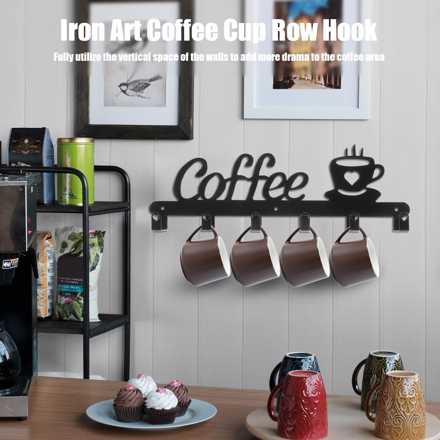 Porta Tazze Da Caffè A 3 Livelli - Con 8 Ganci Per Piano Lavoro, Salvaspazio - Foto 10