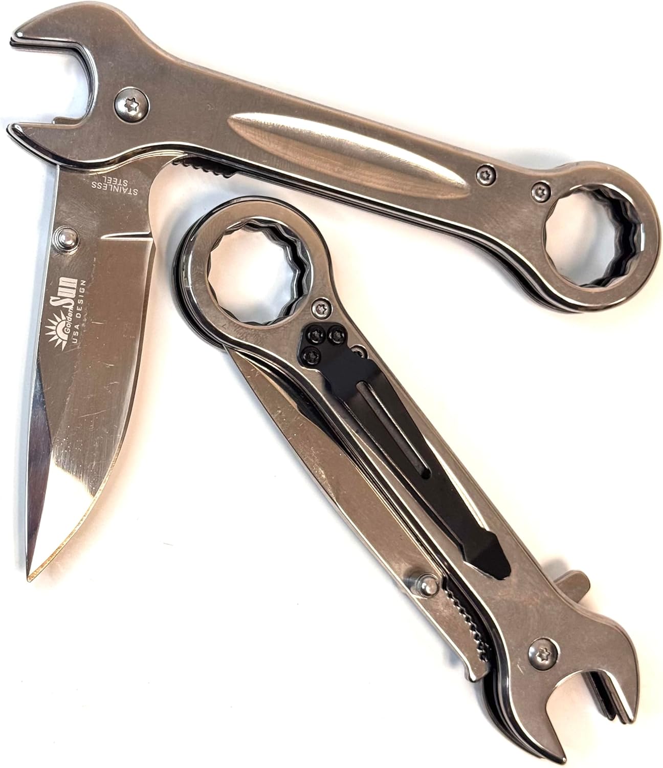 Multi-Tool Wrench with Folding Knife, Stainless Steel, Universal Fit very sharp blade GSE031MR