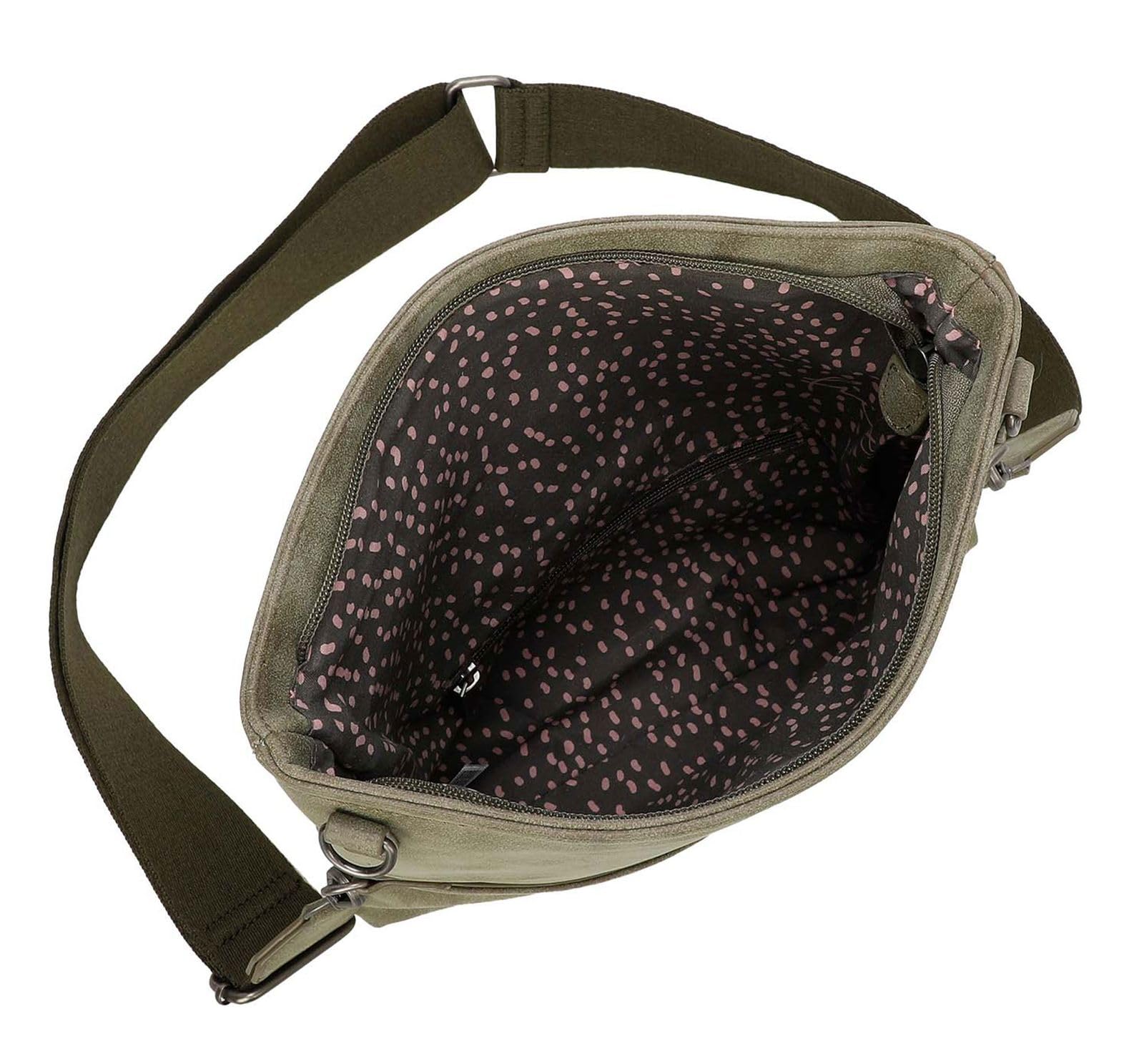 Fritzi Ronja Cross Vintage Crossbody Kunstleder Damen Umhängetasche Handtasche Festival City vegan Vintage-Waschung 15 x 29 x 3 cm – Schwarz, Rosa, Braun, Grün, Grau, Beige, Pink, Blau