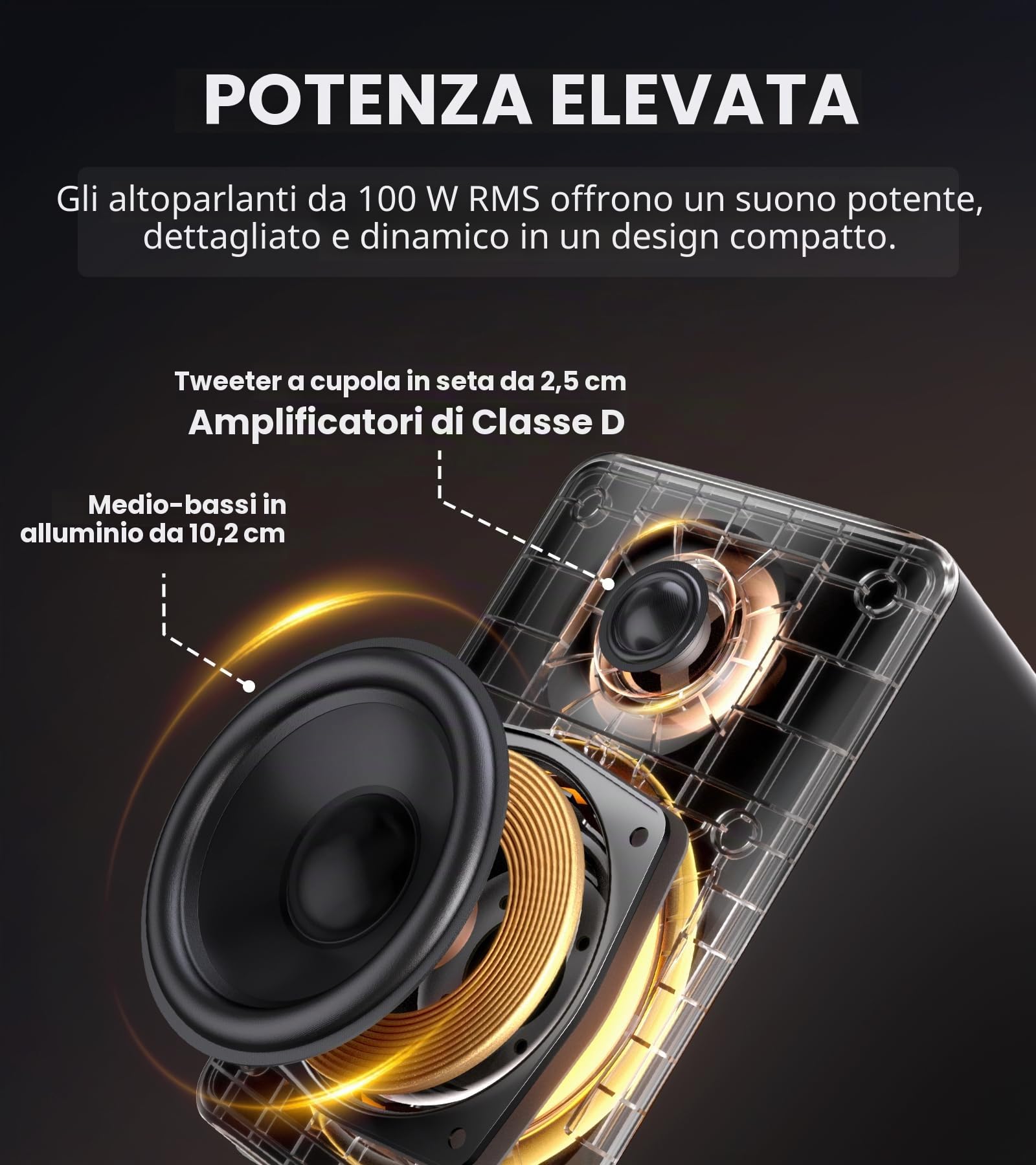 Edifier Altoparlanti per computer M90, altoparlanti da scrivania RMS da 100 W, audio ad alta risoluzione, LDAC, altoparlante compatto Bluetooth 6.0, ingresso HDMI eARC/ottico/USB-C/AUX, altoparlanti