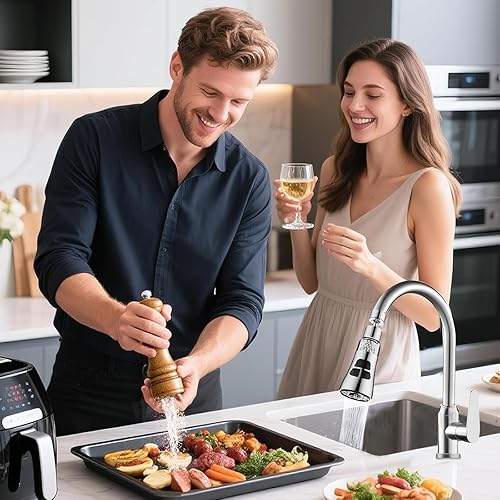Miniatura 7 de Grifo de filtro de agua para fregadero, juego de filtro giratorio de 360 con 6 accesorios, extensor de rociador de 3 modos, purificador para quitar