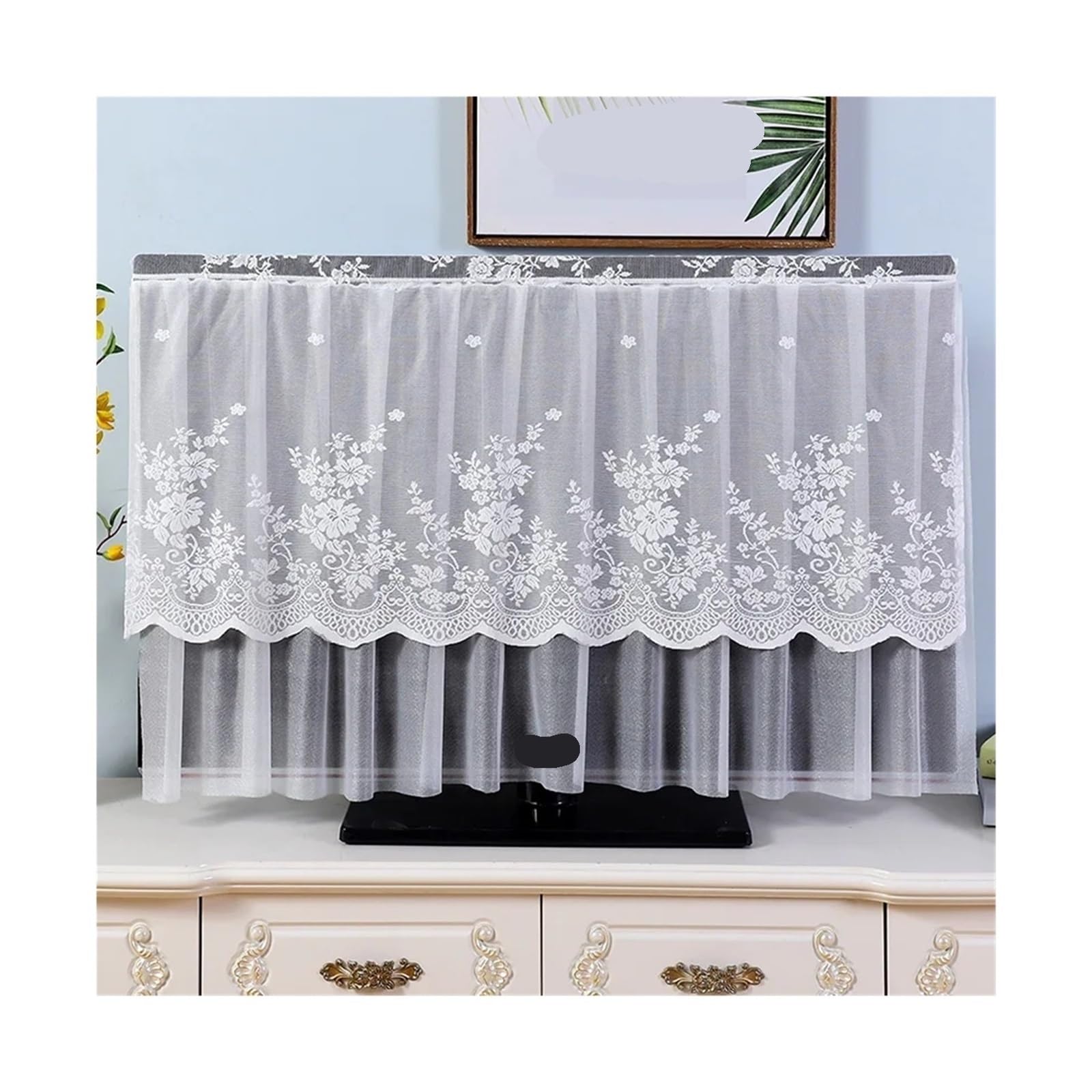 FJOADNVM TV Cover TV Hood Cover Lace Case Do Not Take 55 Inch 65 Hanging Curved Desktop Cloth(02,50 inches)