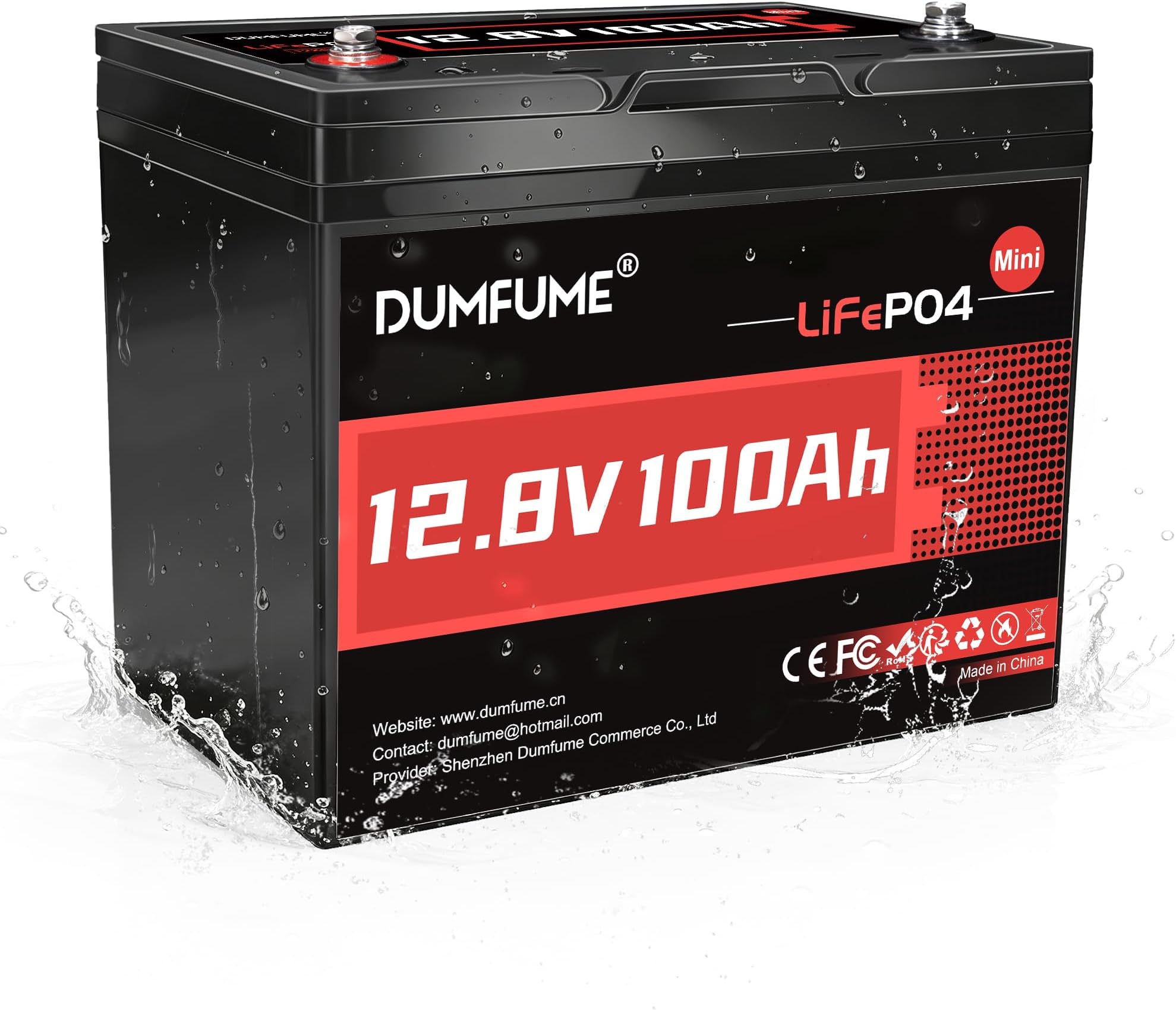 12.8V 100Ah Mini Lithium LiFePO4 Battery Group 24 100A BMS Low-Temp Cut off