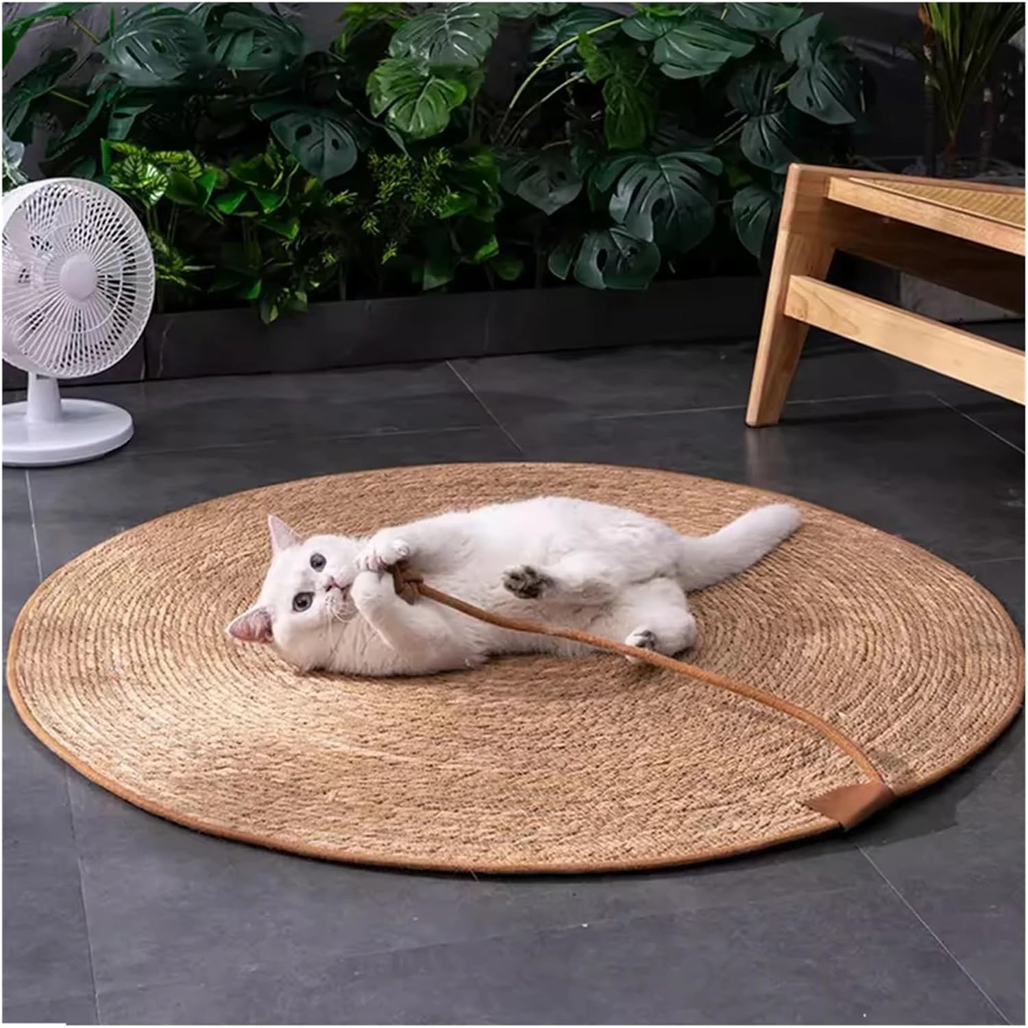 Cat Scratching Rattan Mat Board Claw Sharpening Scraper Tree Post Sofa Furniture Protector(New Mat and Ball)
