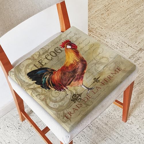 Bardic Cojín para silla, 1 paquete de cojín de espuma viscoelástica con diseño de gallo vintage, almohadillas cuadradas extraíbles para sillas de