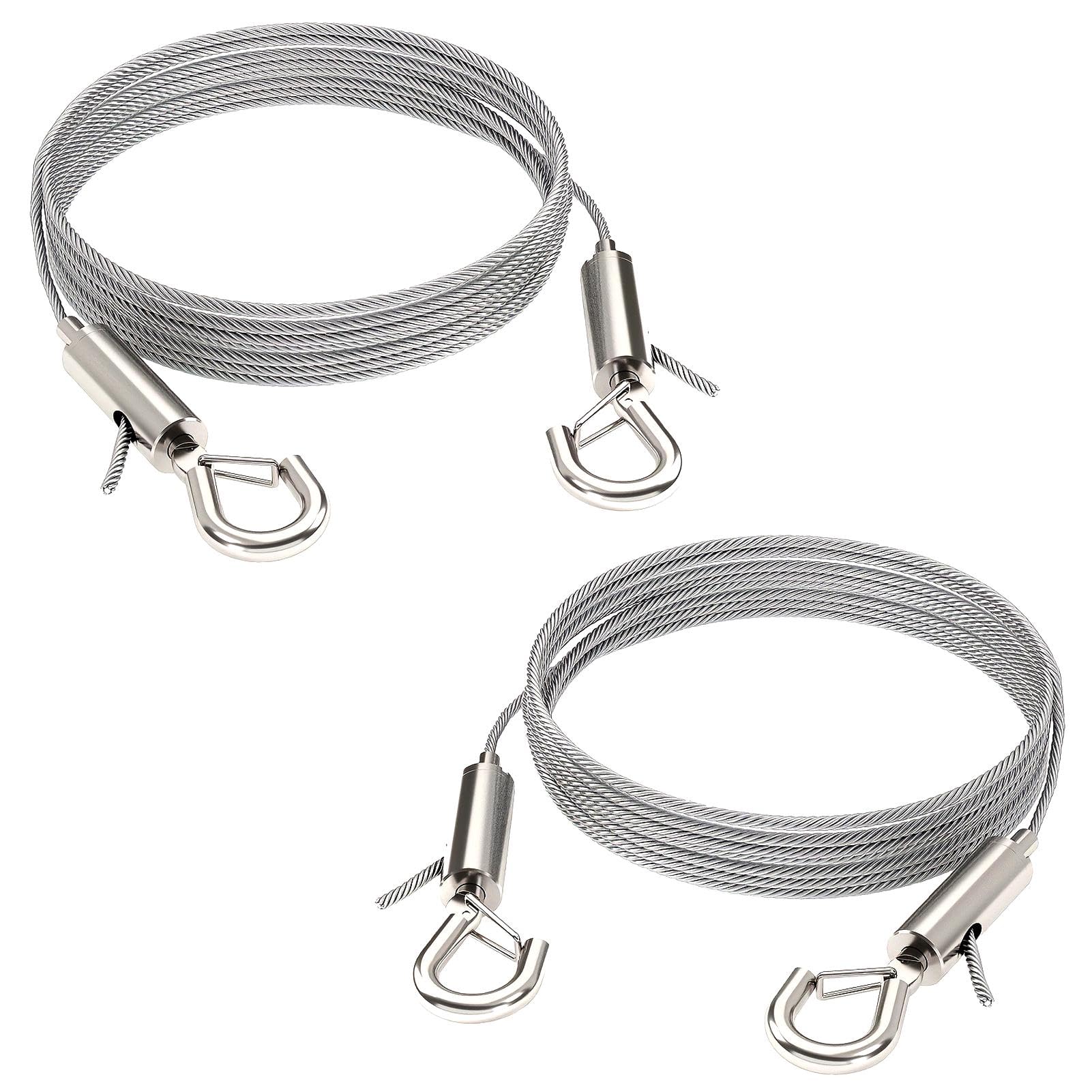 2PCS Adjustable Picture Hanging Wire with Hooks and Loop, Photos Hanging Cord, Stainless Steel Wire Rope for Curtain Mirror