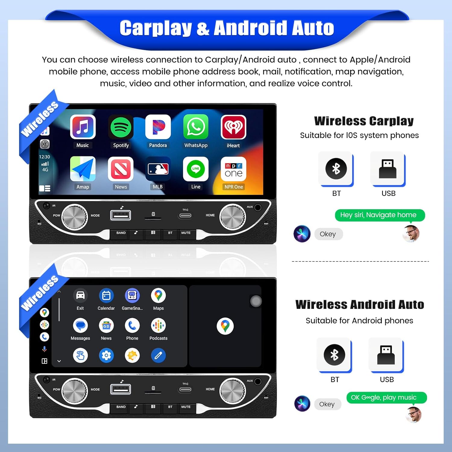 Wireless Carplay and Android Auto Features