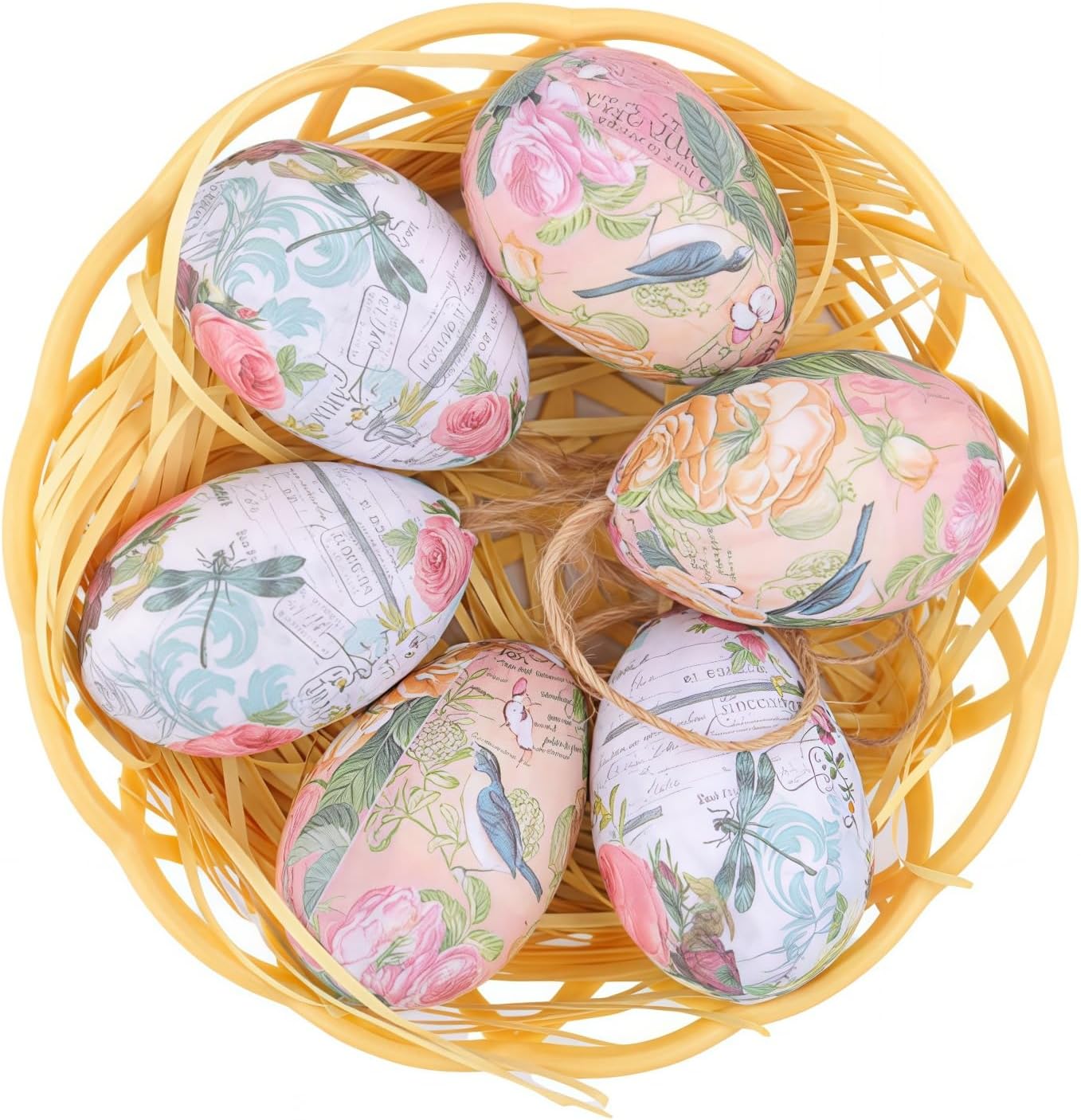 Ulalaza 50 Easter Eggs Hand-Painted Egg Shells Colorful Easter Eggs Simulation Egg Plastic Egg Shell Kindergarten Handmade DIY Doodle Easter Egg White Color